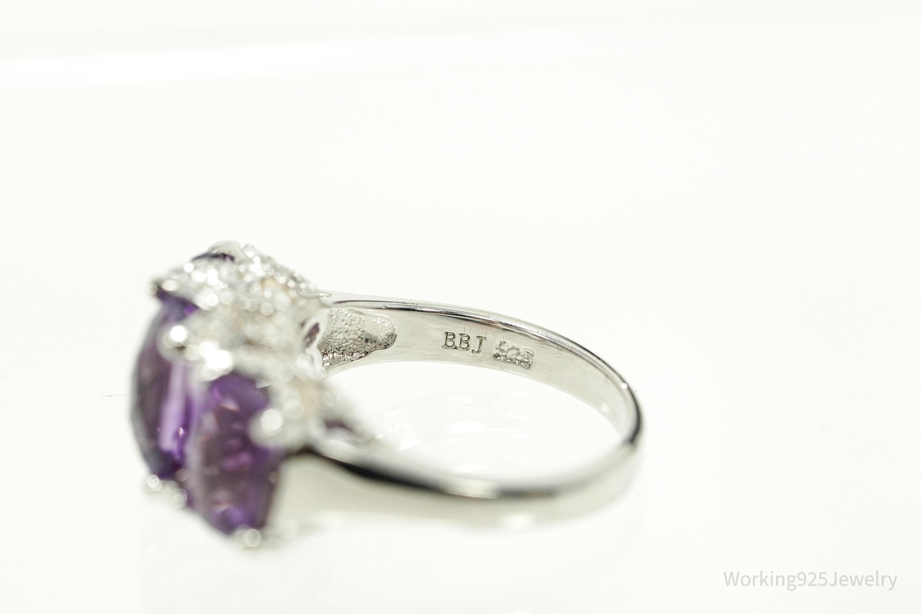 Designer BBJ Purple Amethyst Sterling Silver Ring - Size 5