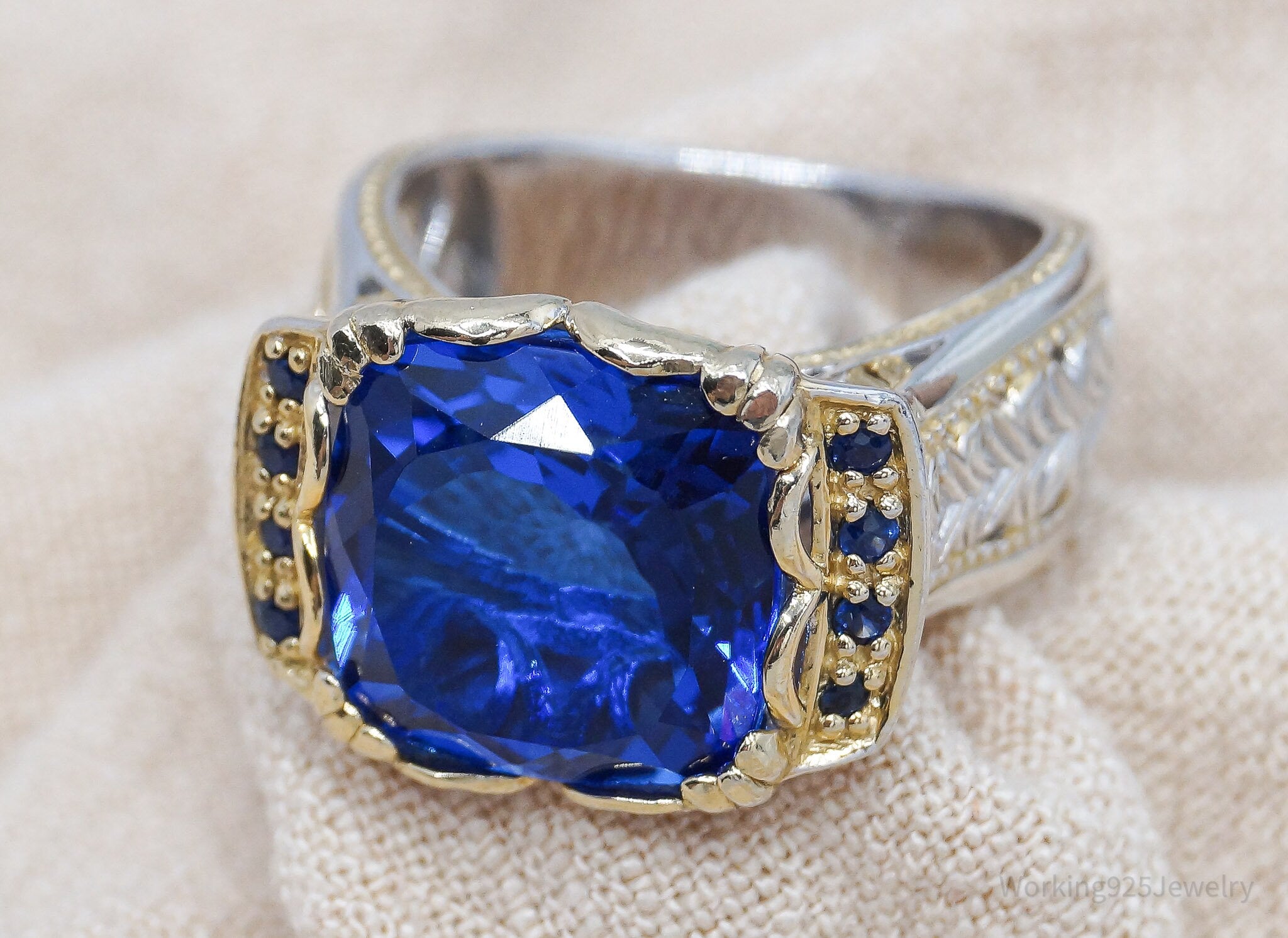 Michael Valitutti Blue Spinel Gems En Vogue Gold Sterling Silver Ring Size 8.75