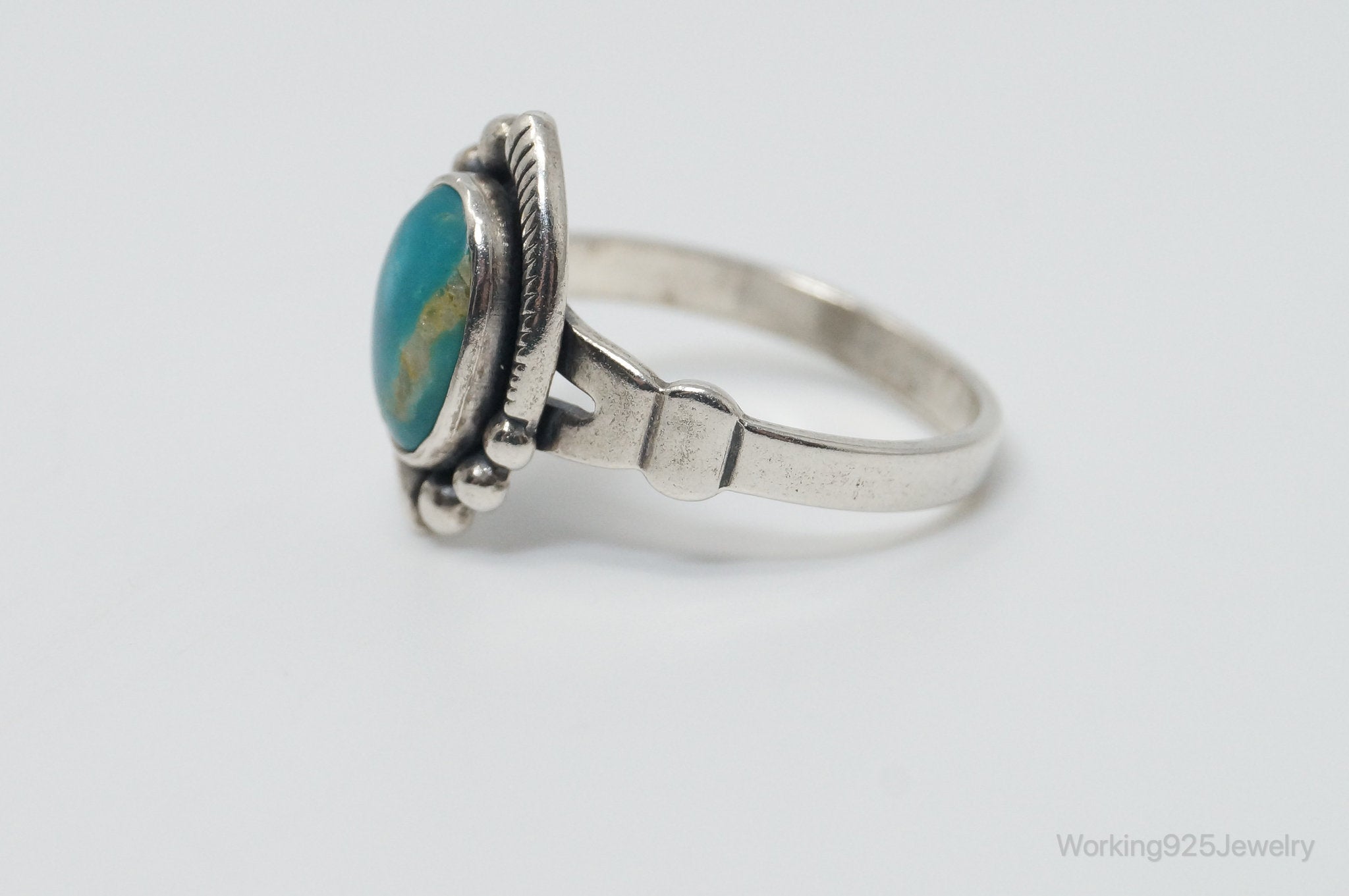 Vintage Native American Bell Trading Post Turquoise Sterling Silver Ring SZ 4.5