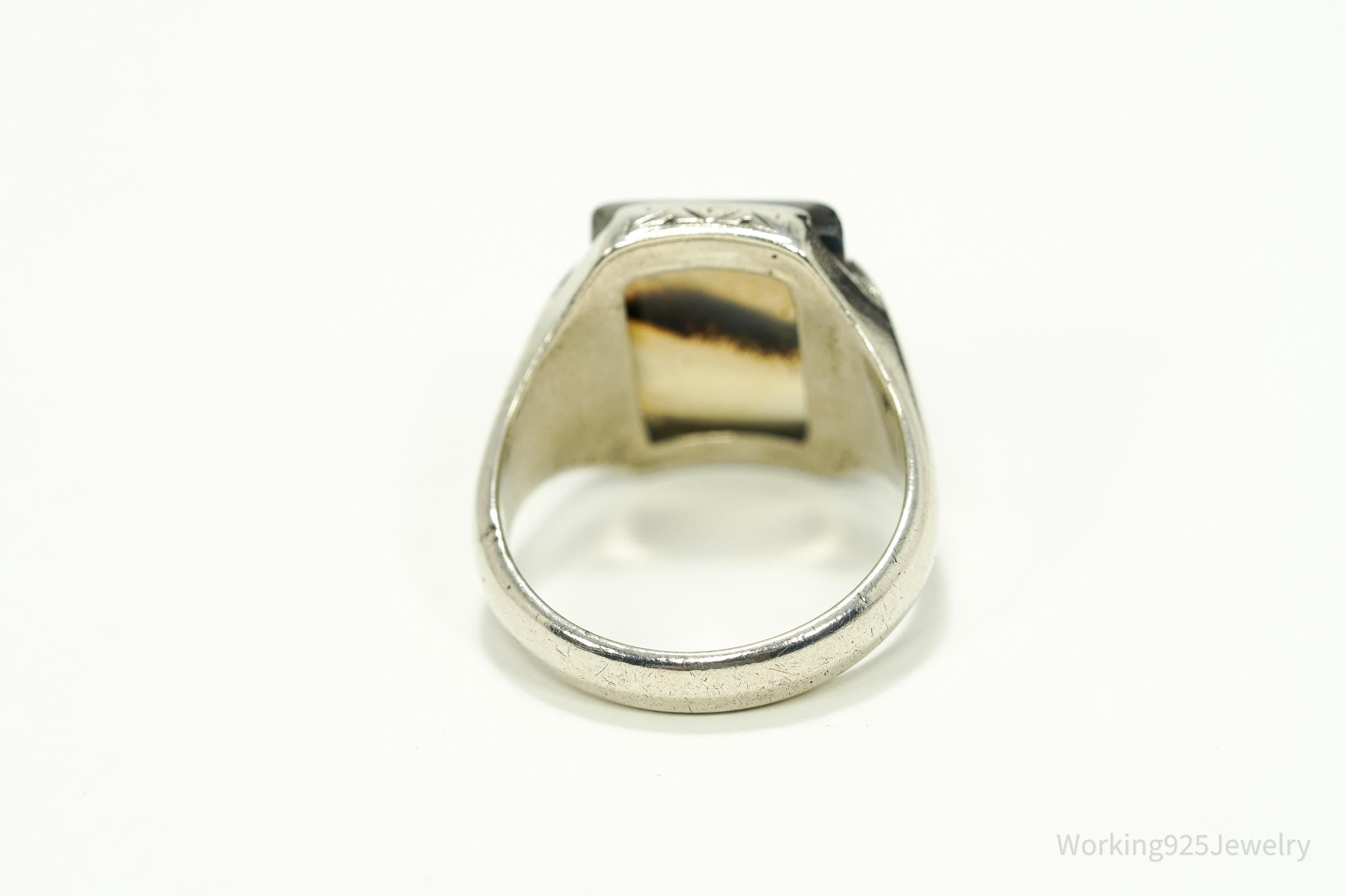 Antique Agate Sterling Silver Ring - Size 9.5