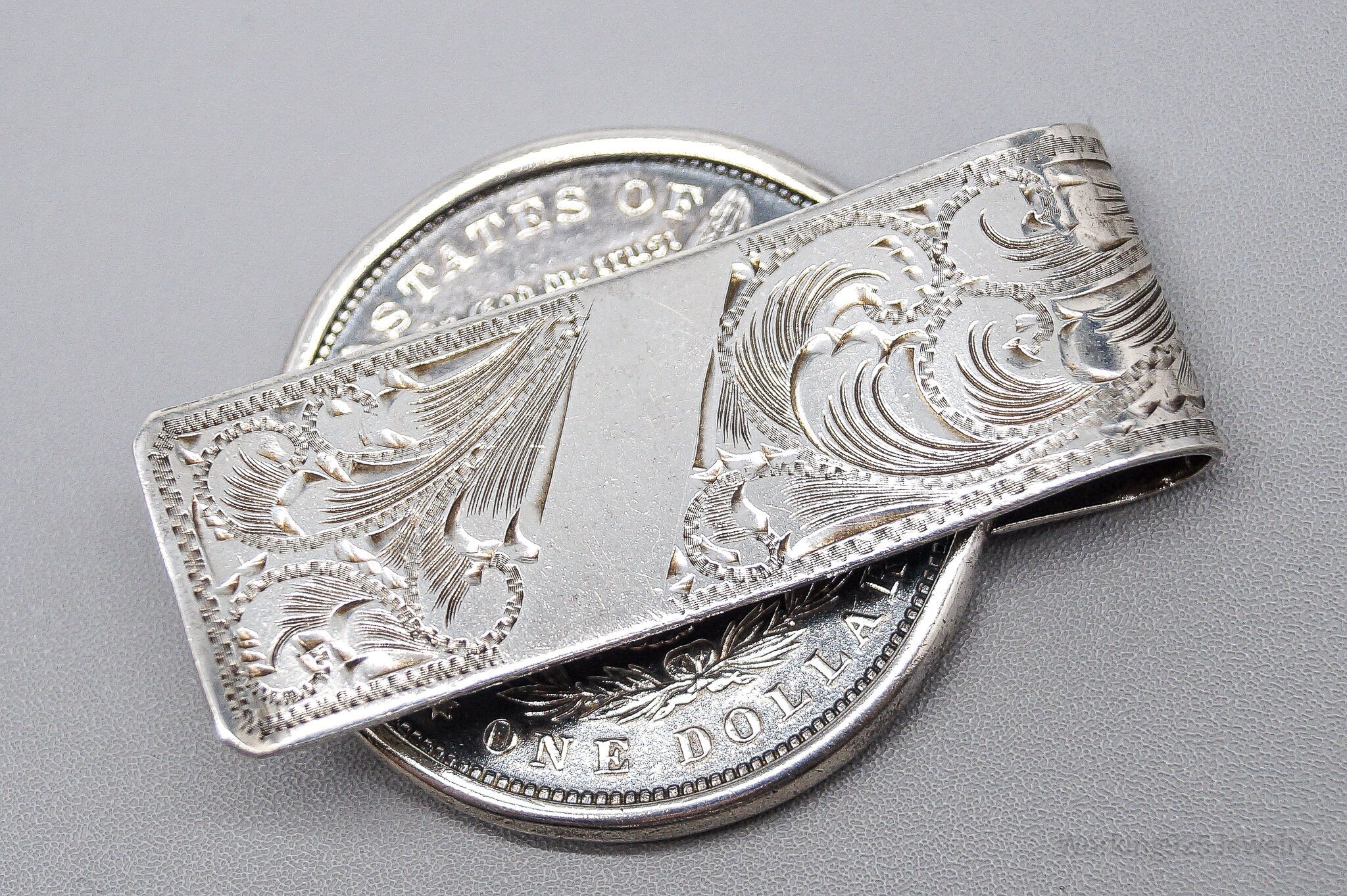 Antique 1887 Morgan Silver Dollar Coin Morgan Smith Navajo Sterling Silver Money Clip