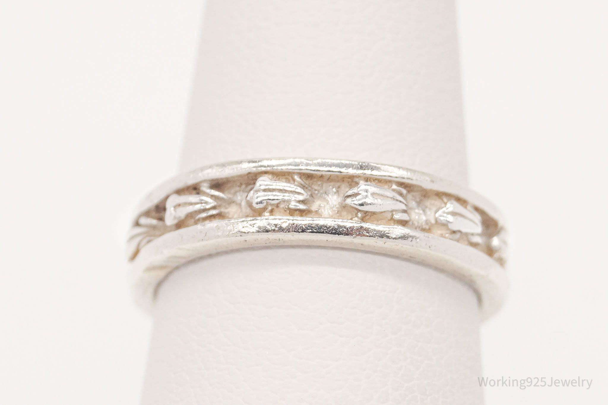 Vintage Frogs Sterling Silver Band Ring - Size 6.75