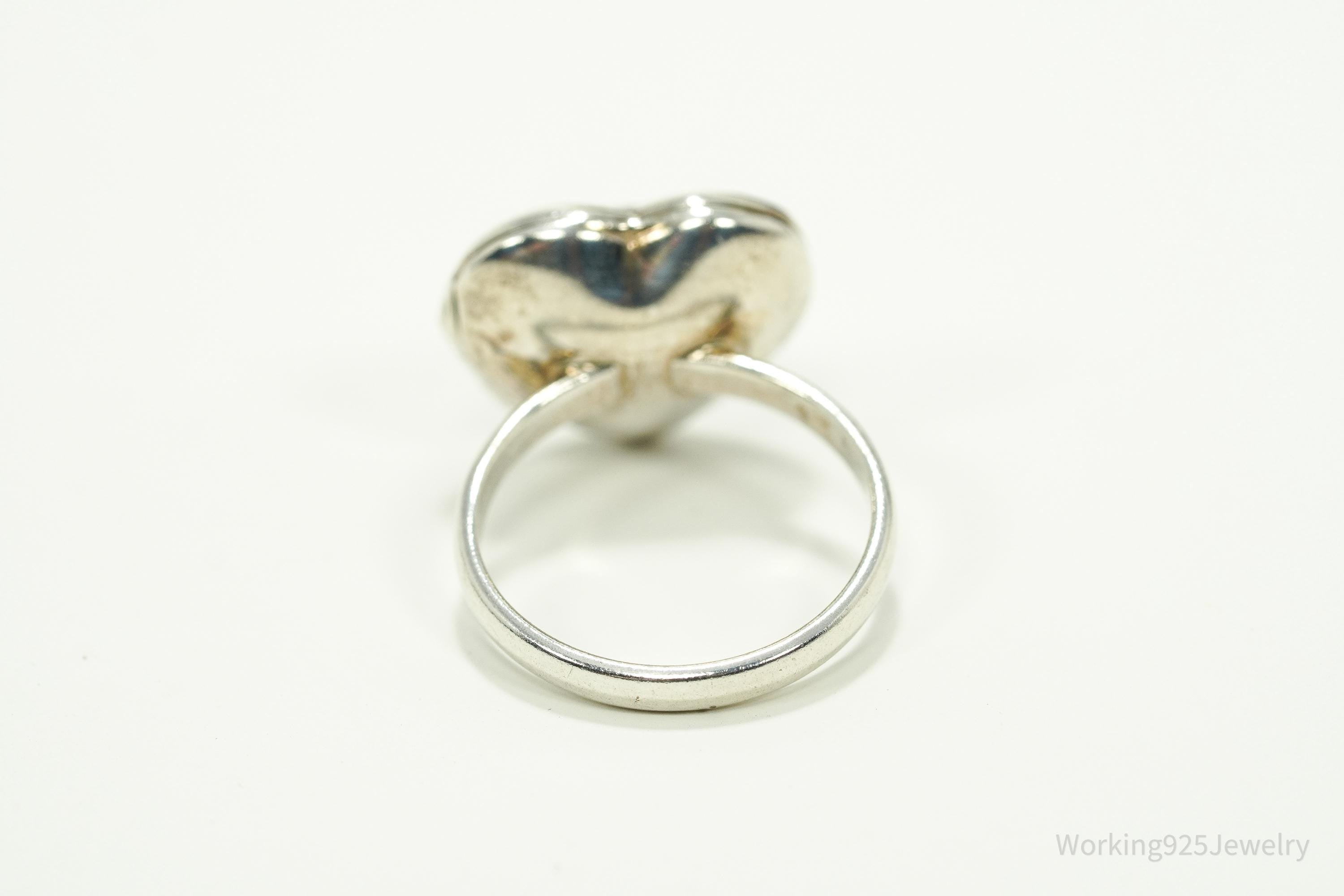 Vintage Heart Locket Sterling Silver Ring - Size 5.5