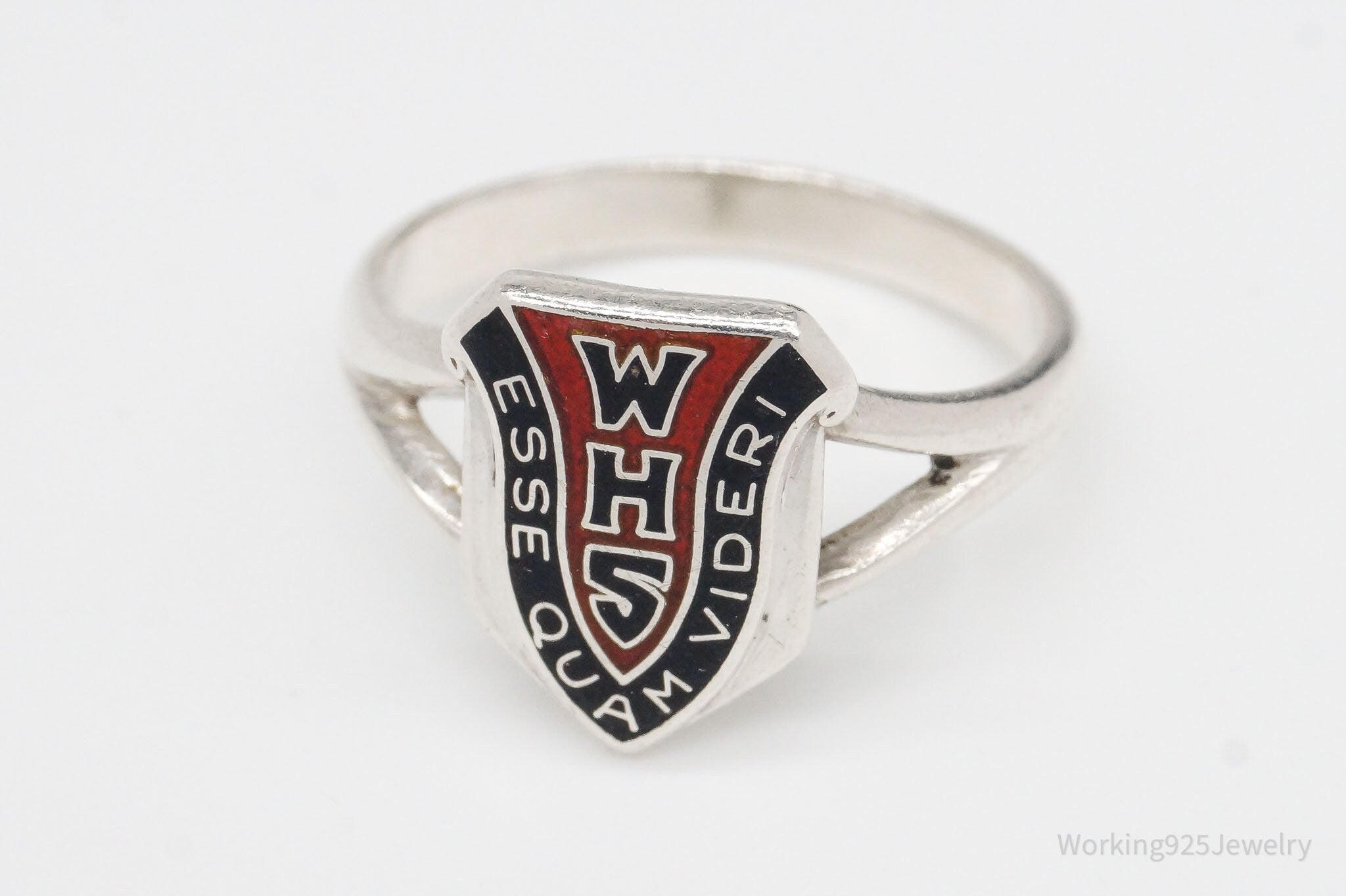 RARE Antique Vintage WHS Sterling Silver School Ring - Size 6.25