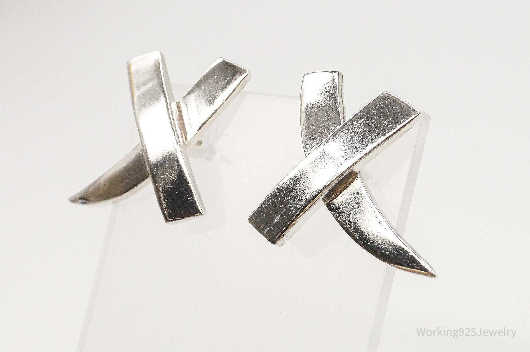 Vintage Mexico Modernist Sterling Silver Earrings