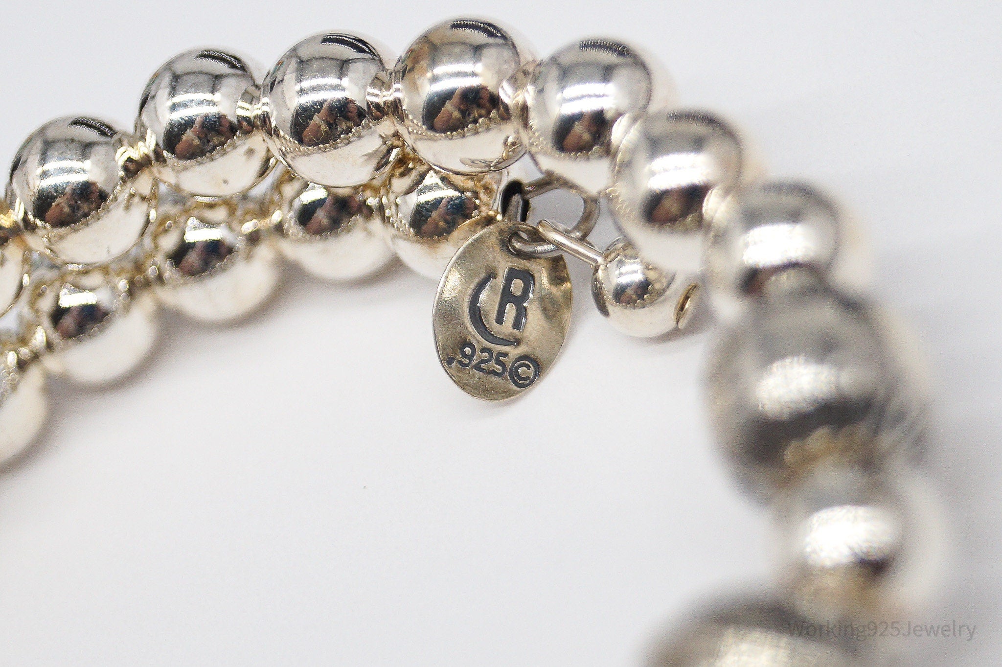 Vintage Native Carolyn Pollack Sterling Silver Adjustable Bead Bracelet 5"-7"