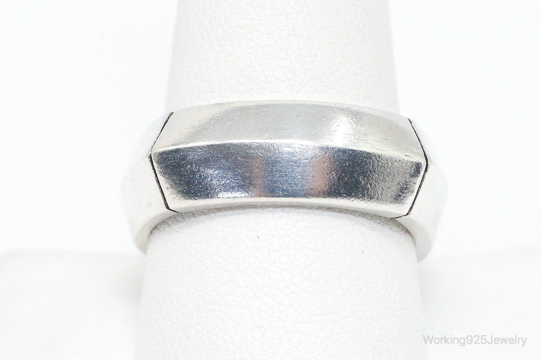 Vintage Modern Sterling Silver Band Ring - SZ 10.25