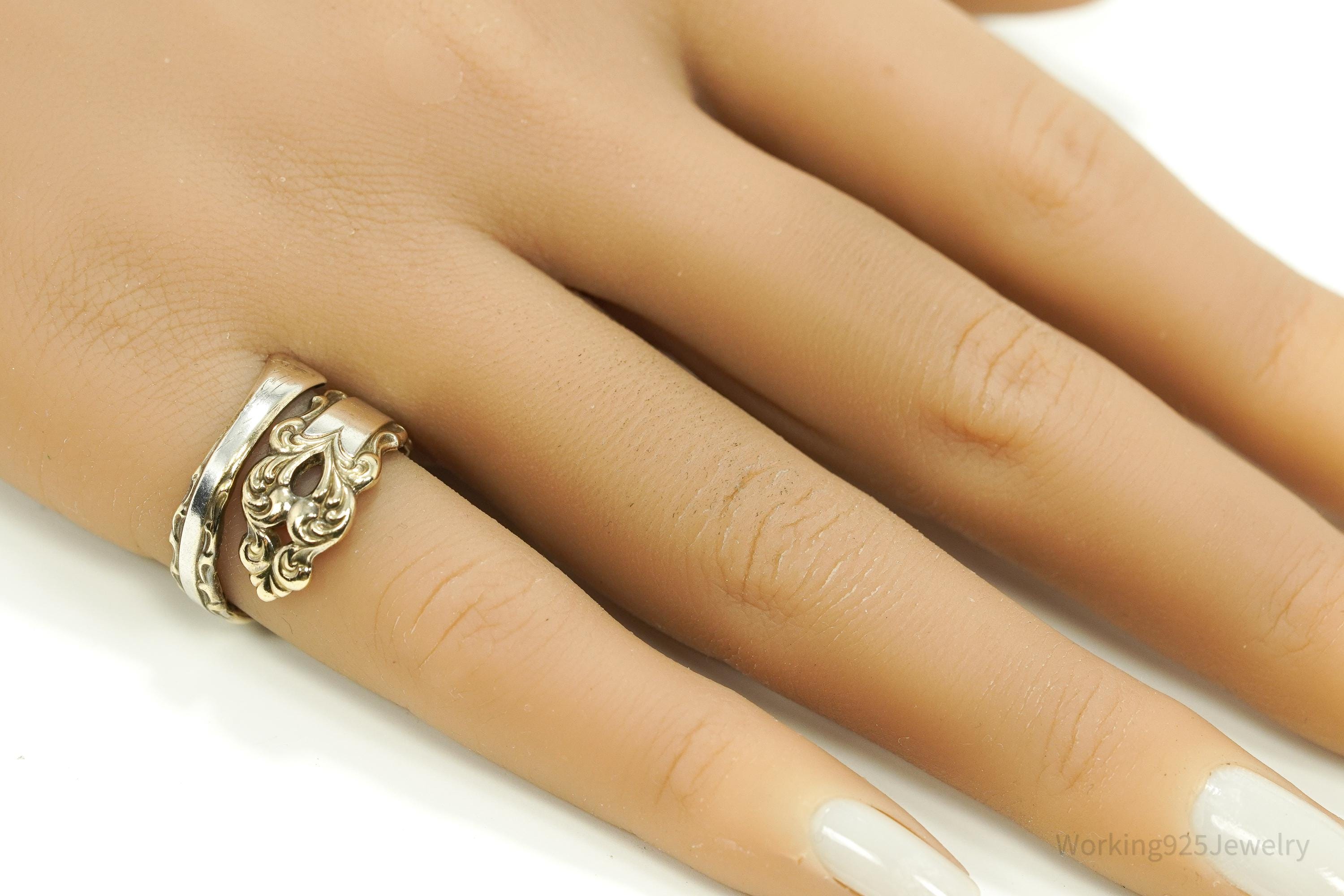 Antique Vintage Gold Vermeil International Sterling Silver Spoon Ring - Size 6