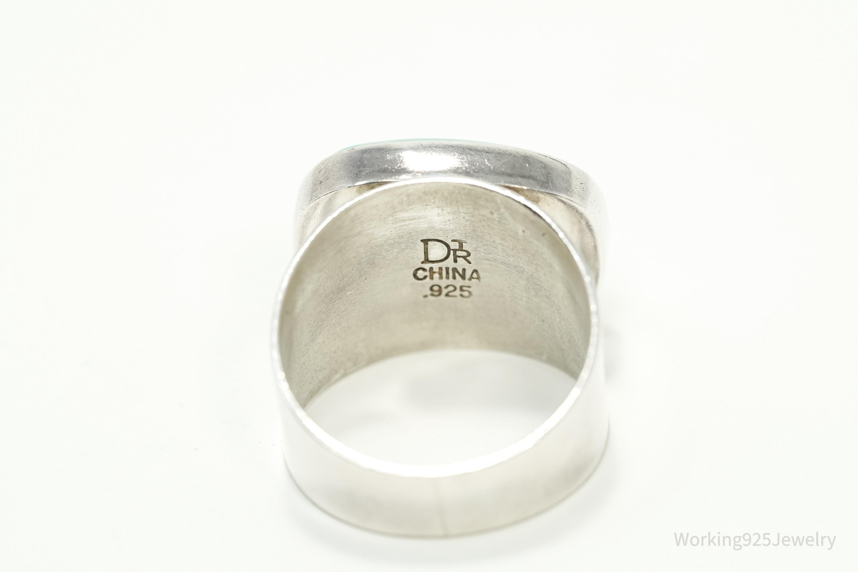 Vintage Designer Desert Rose Trading DTR Turquoise Sterling Silver Ring - 9.75