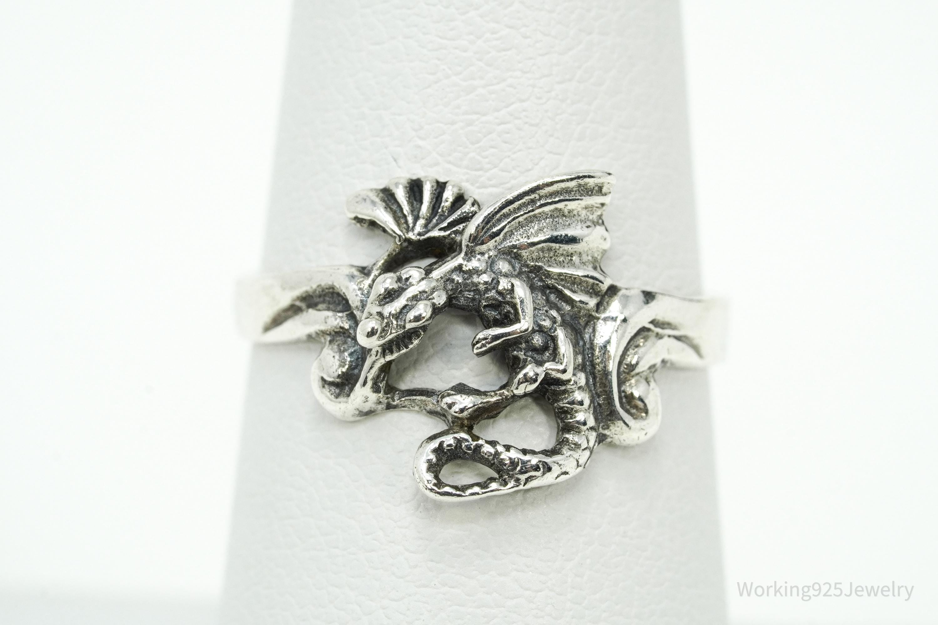Vintage Dragon Sterling Silver Ring - Size 7