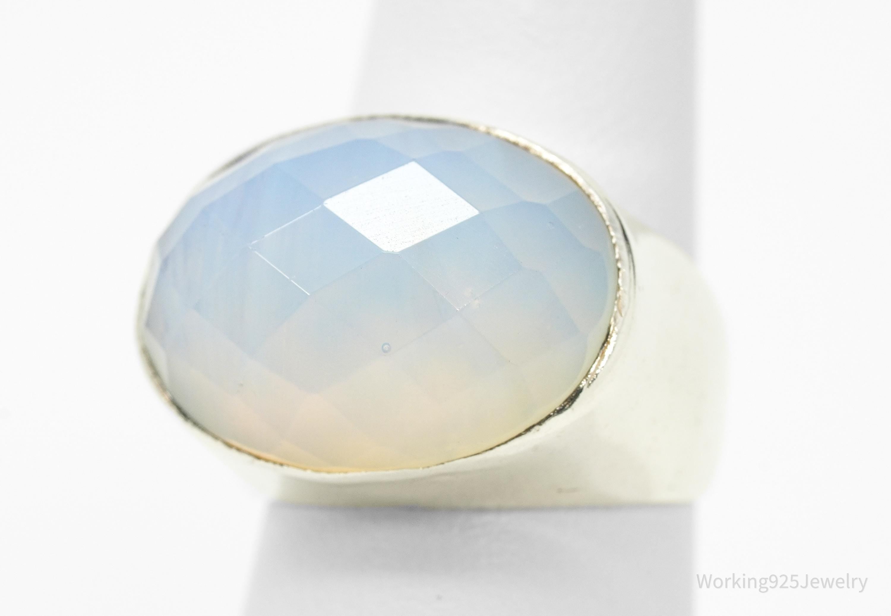 Vintage Large Opalite Sterling Silver Ring - Size 6.25
