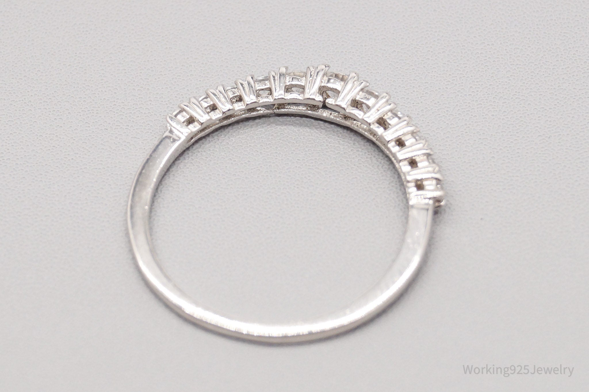 Vintage London Made Cubic Zirconia Sterling Silver Ring - Size 8.75