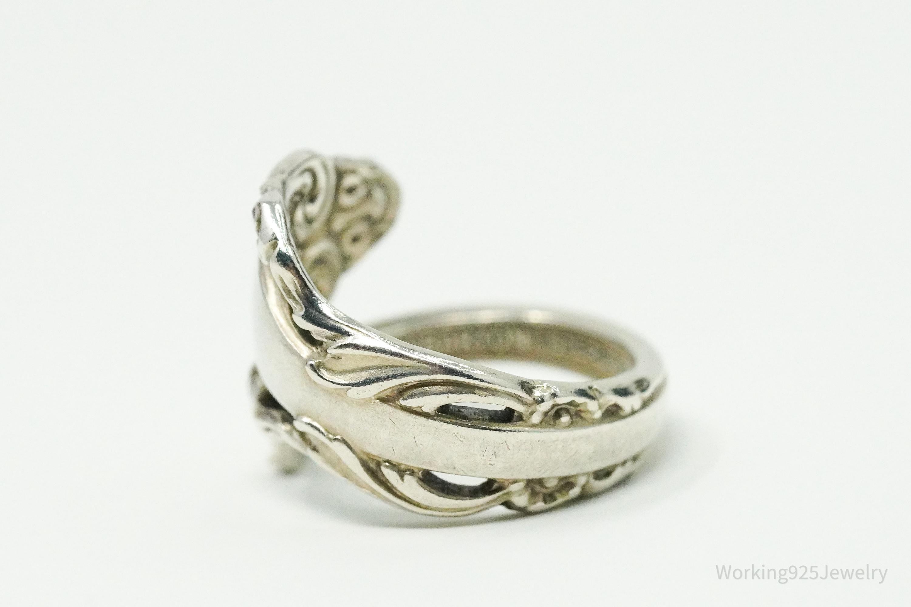 Antique Reed & Barton Repousse Sterling Silver Spoon Ring Size 6.75