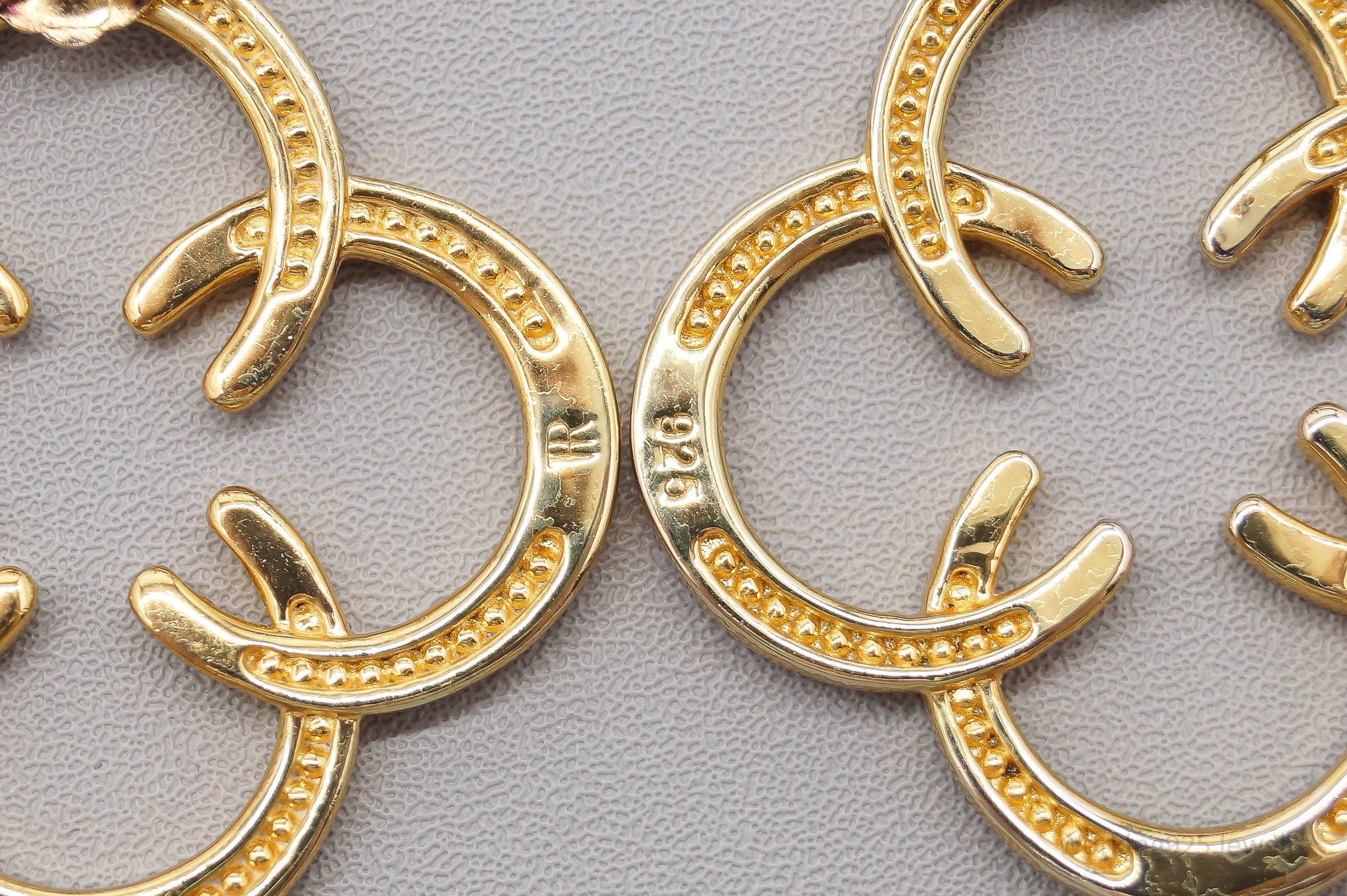 Designer Horseshoes 18K Yellow Gold Over Sterling Silver Earrings