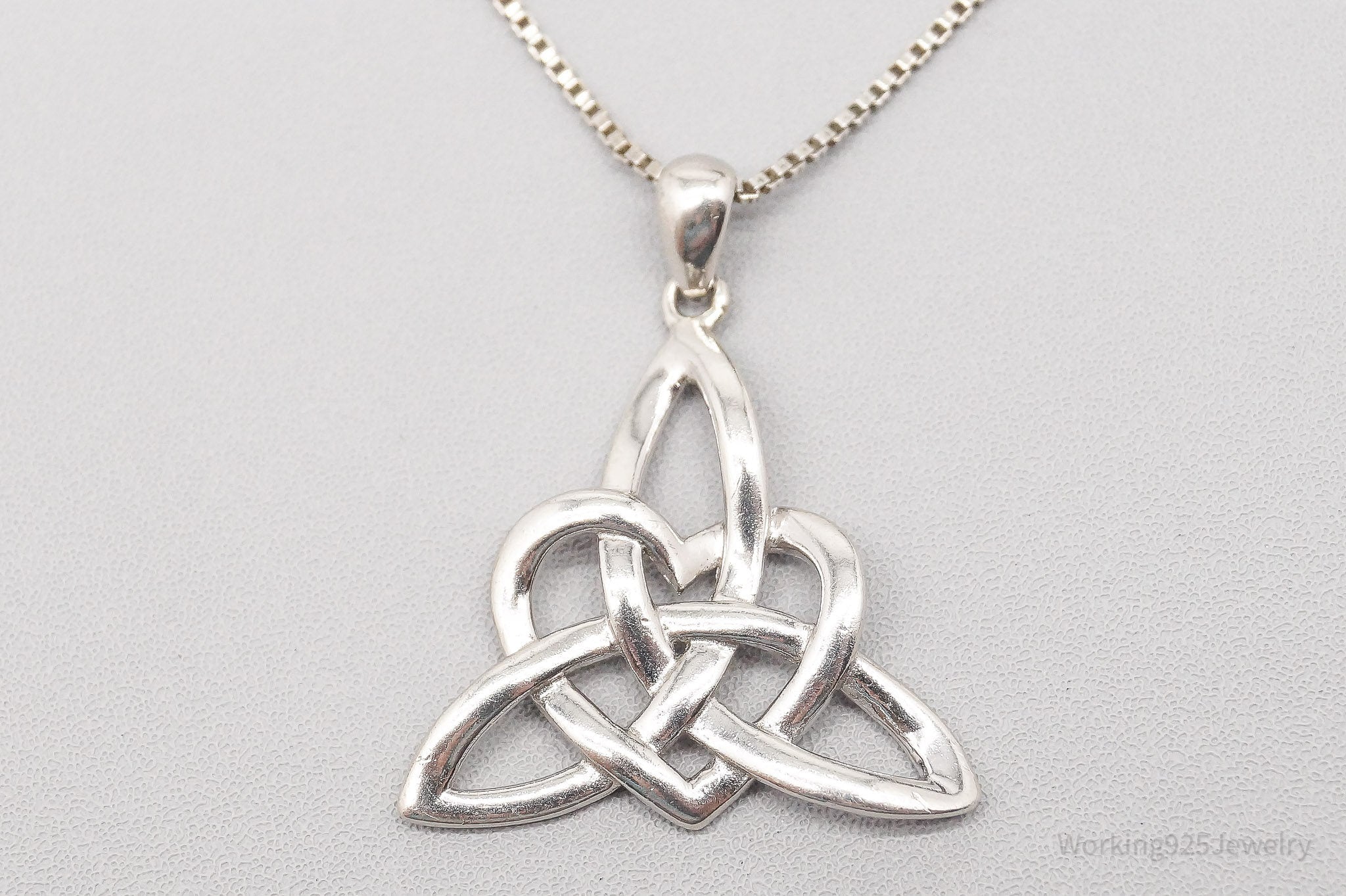 Vintage Celtic Love Knot Sterling Silver Necklace 20"