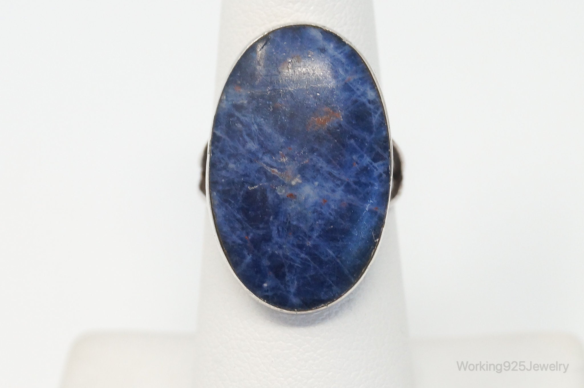 Vintage Mexico Large Sodalite Sterling Silver Ring - SZ 6.25