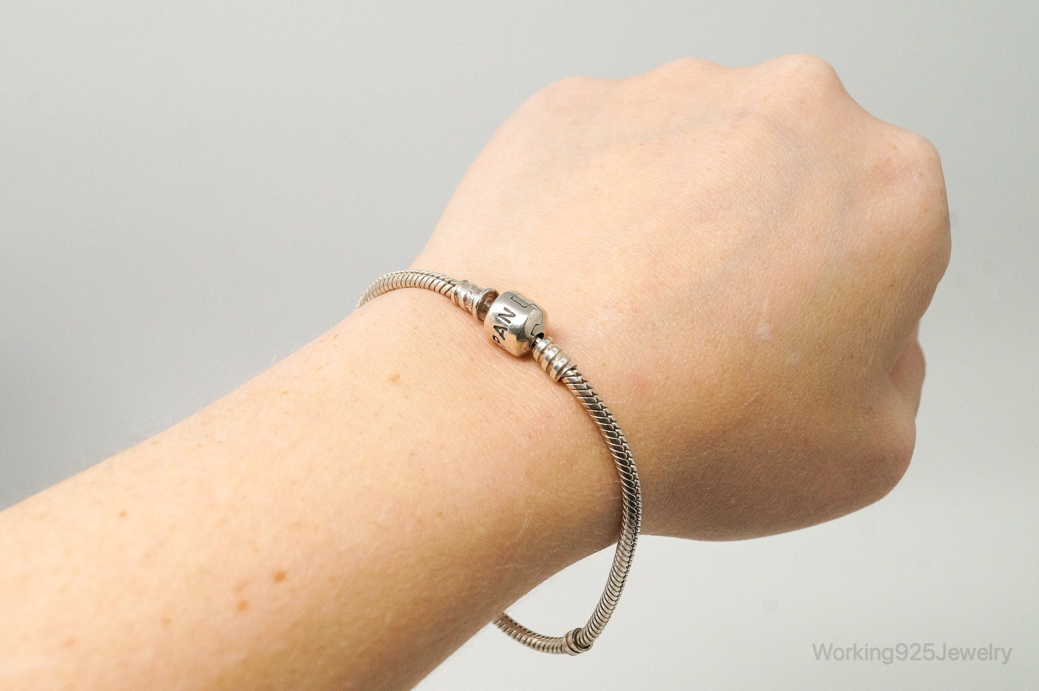 Designer Pandora Iconic Sterling Silver Clasp Charm Bracelet