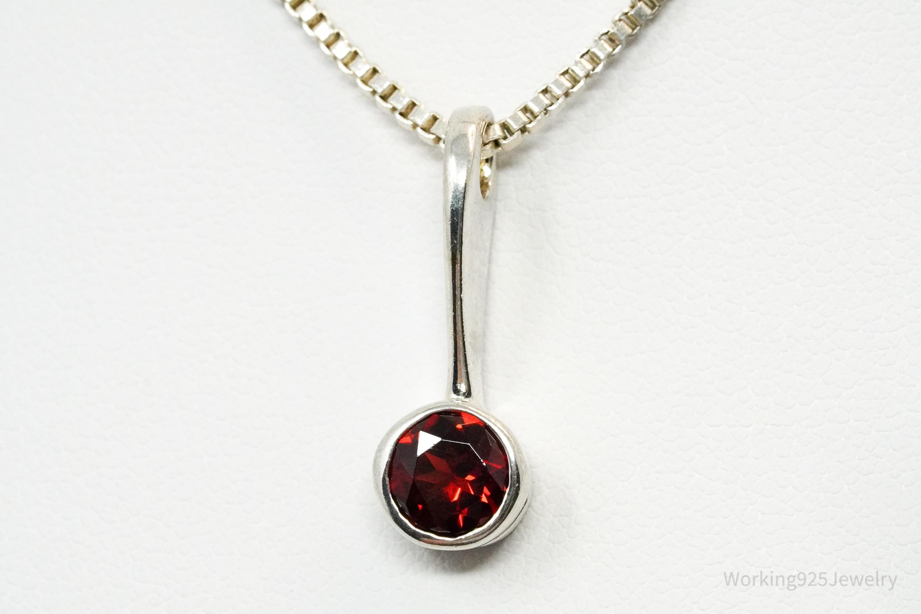 Vintage Garnet Sterling Silver Necklace 18"