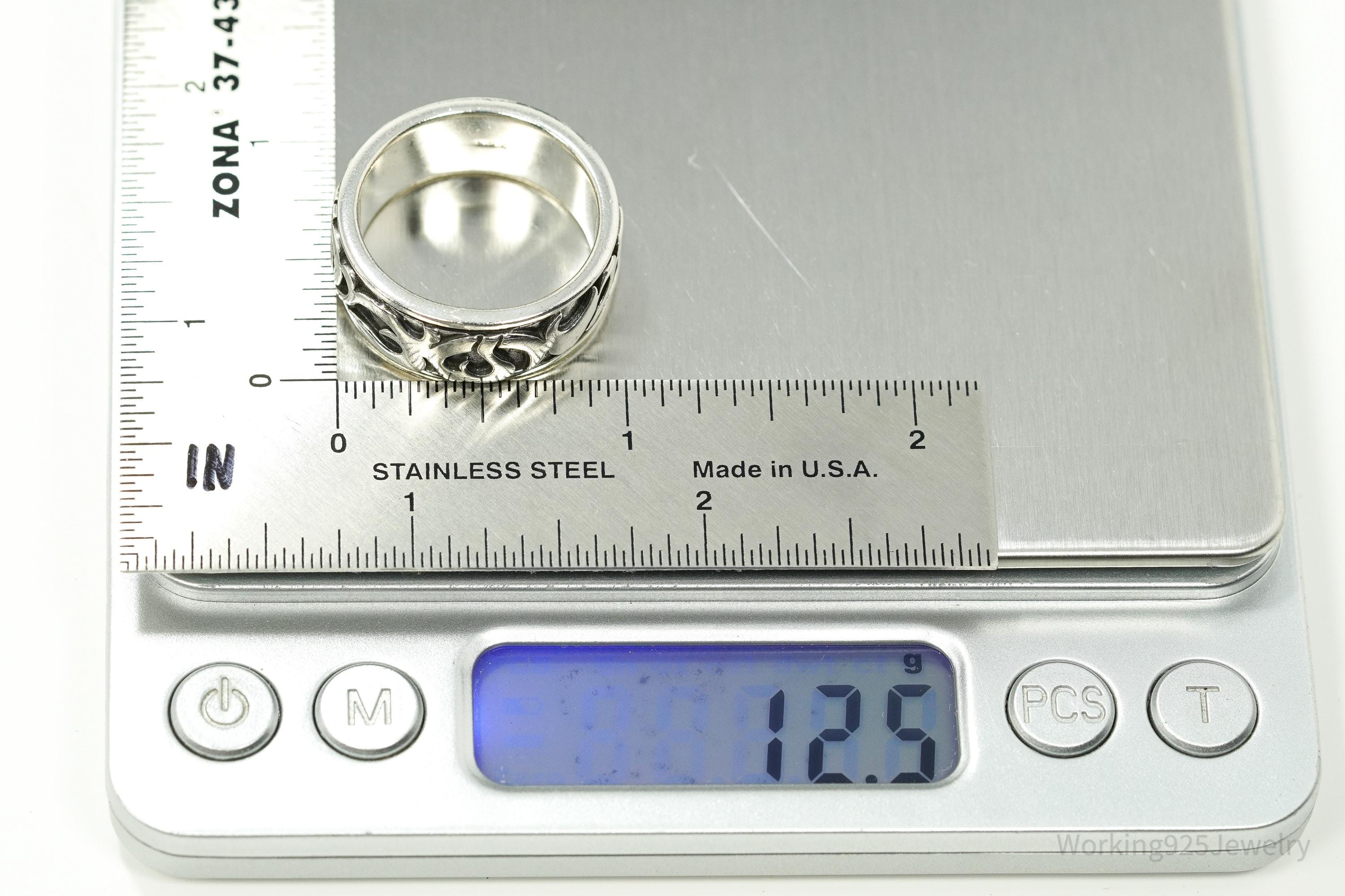 Vintage Tribal Sterling Silver Spinner Band Ring Size 11