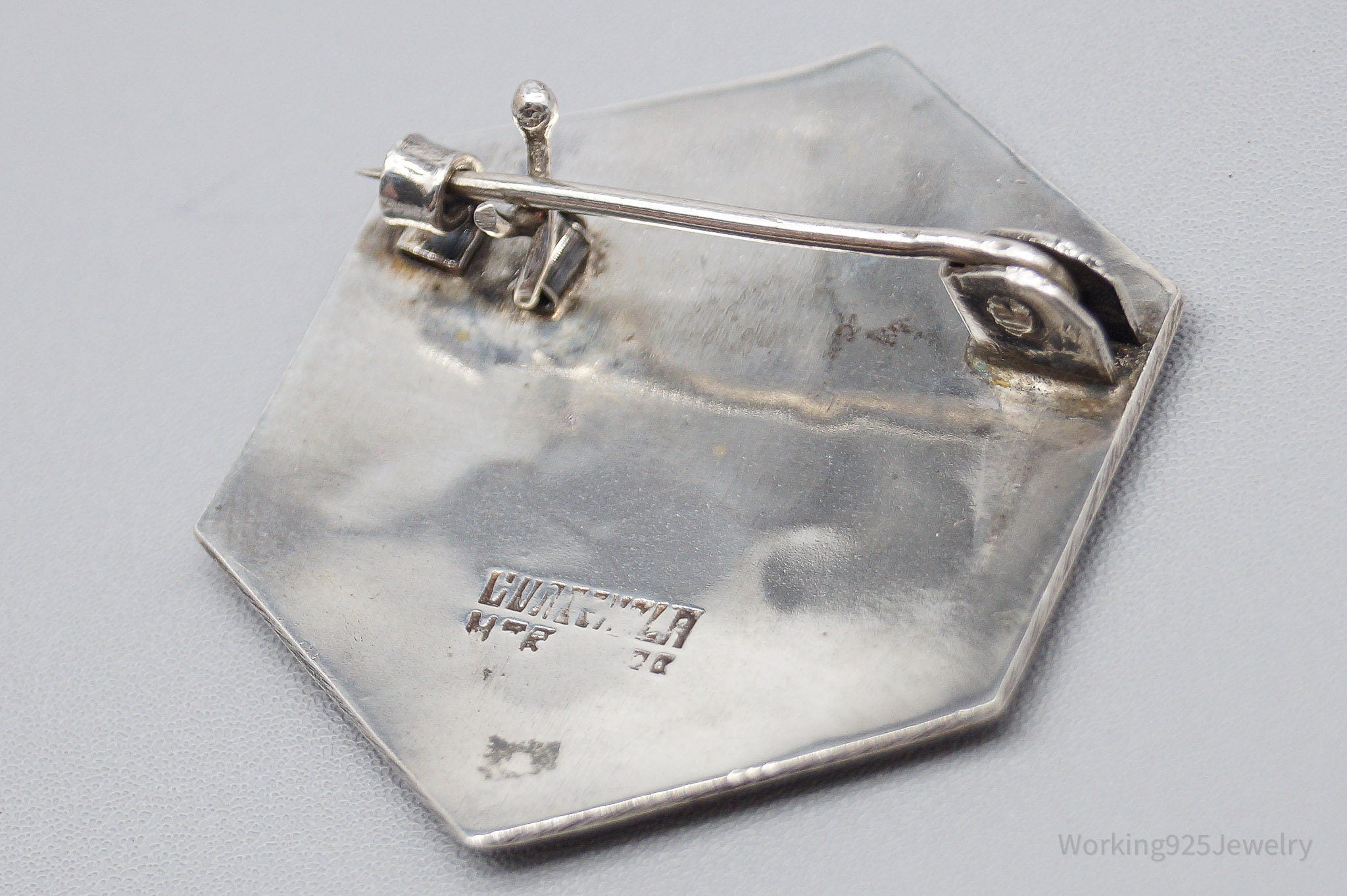 Large Vintage Guatemala Tribe Silver Brooch Pin