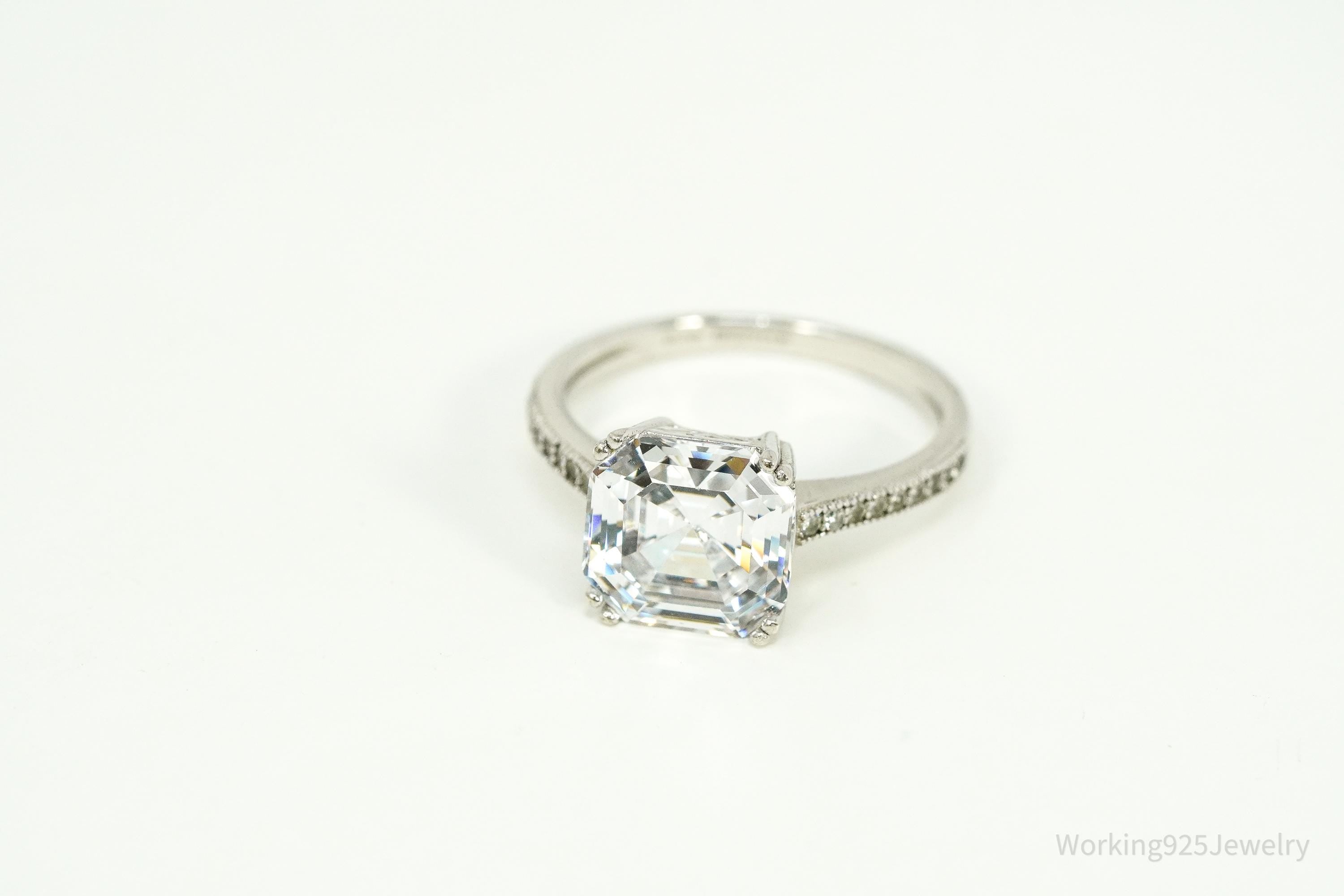 Vintage Cubic Zirconia Sterling Silver Ring Size 6.25