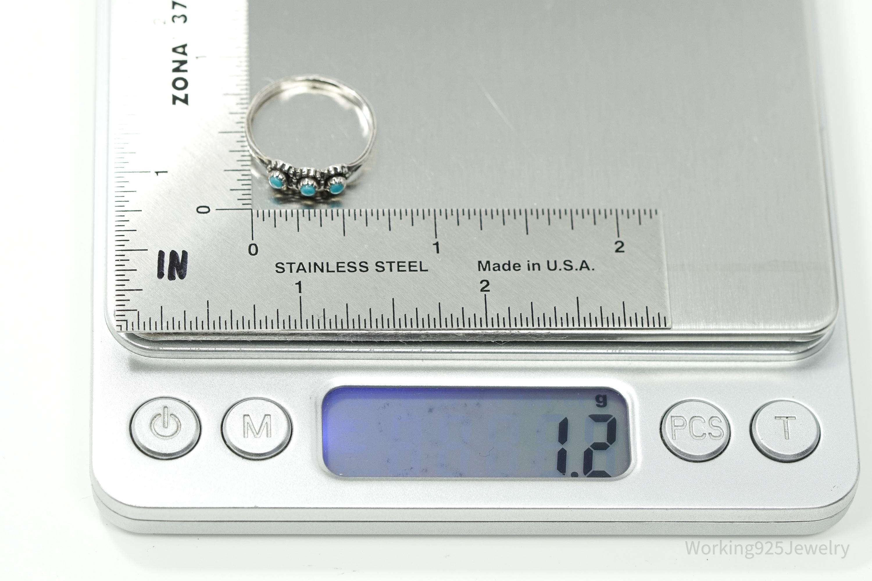 Vintage Native Bell Trading Post Turquoise Sterling Silver Ring - Size 6.5