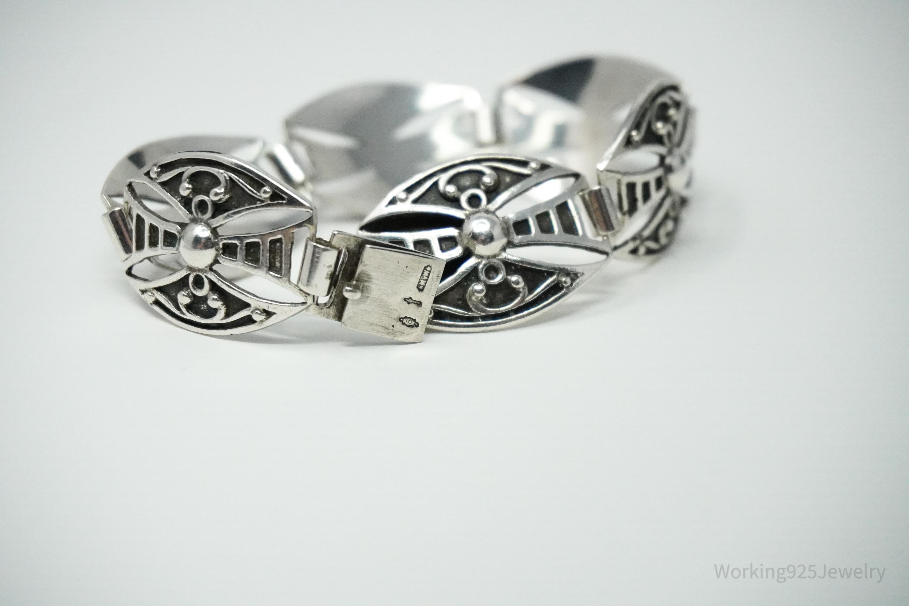 Vintage Dutch Modernist Silver Bracelet - 6.5"