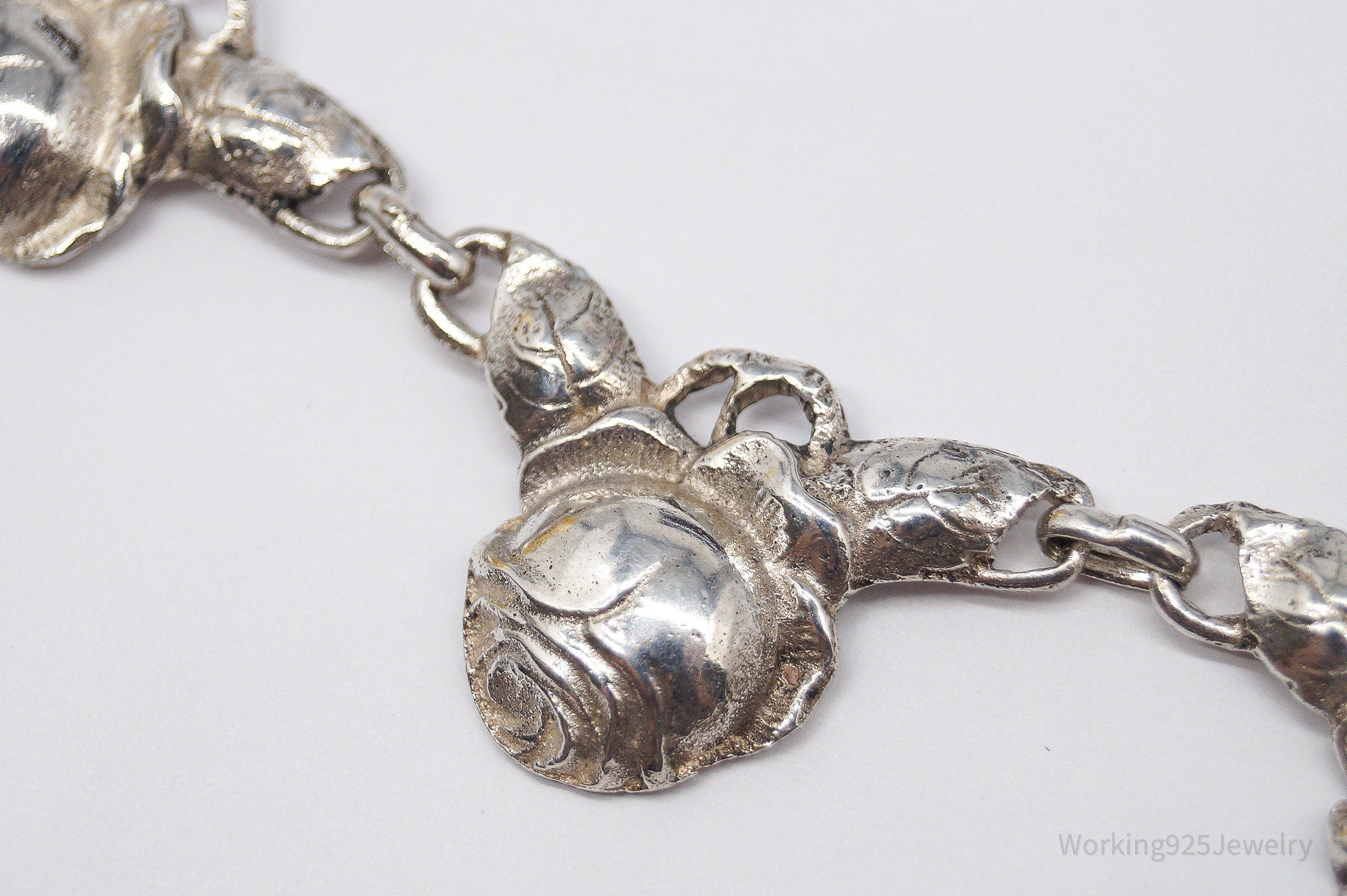 Antique Linked Roses 800 Silver Necklace 16"