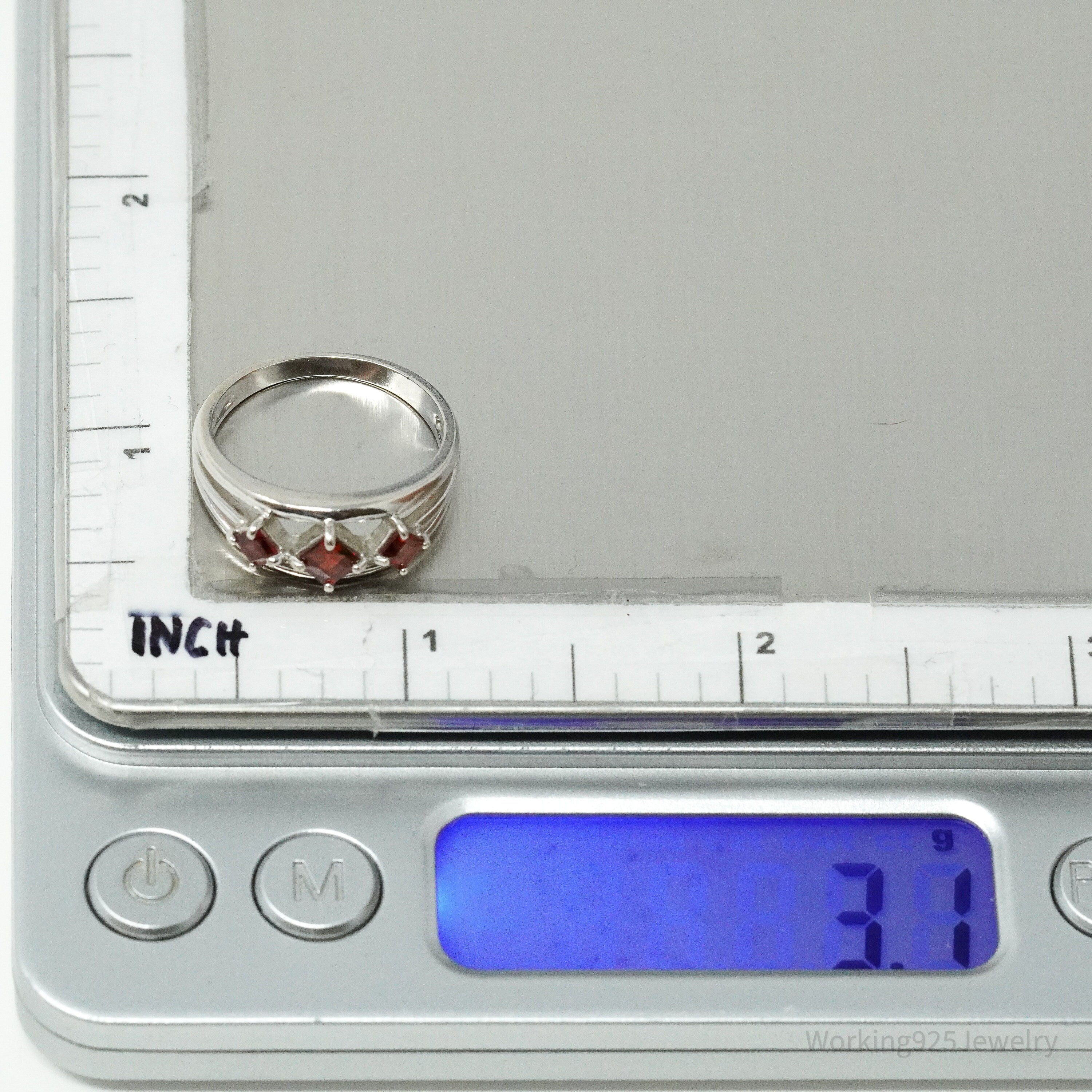 Vintage Ross Simons Garnet Sterling Silver Ring - Size 7.25