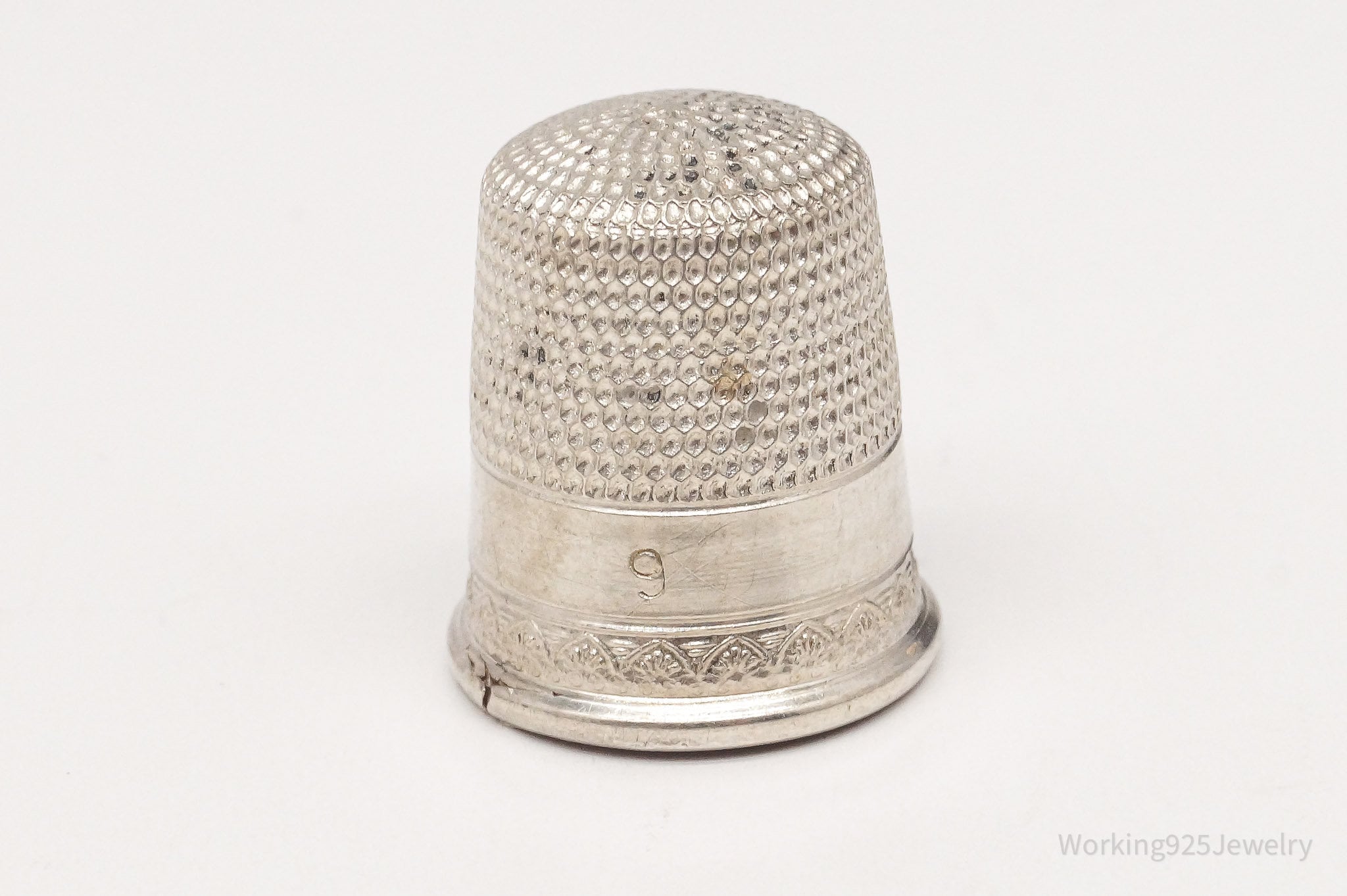 Antique Simons Bros & Co Sterling Silver Thimble Size 9