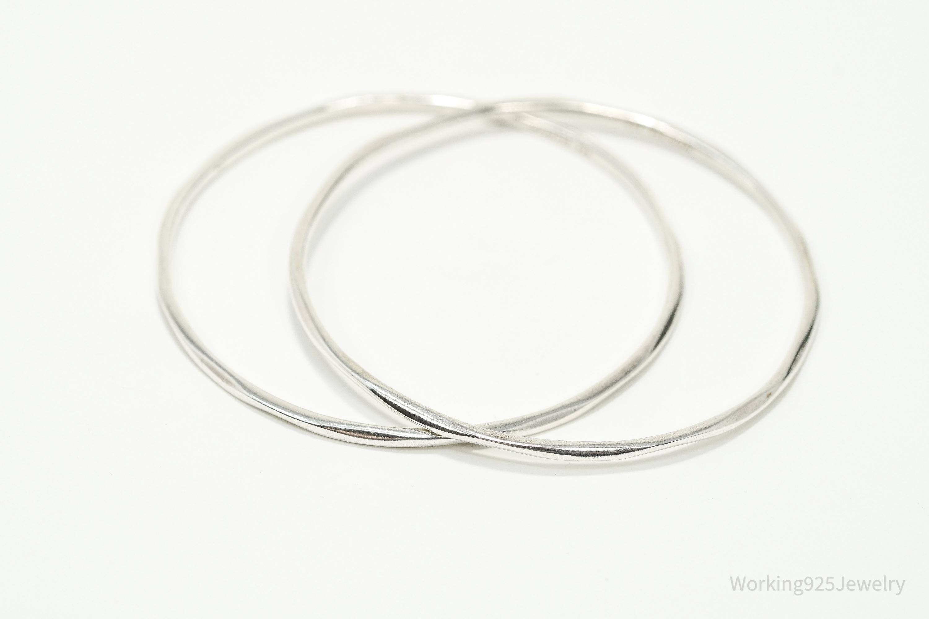 Vintage Designer Ippolita Sterling Silver Bangle Stacker Bracelets Set 7.75"