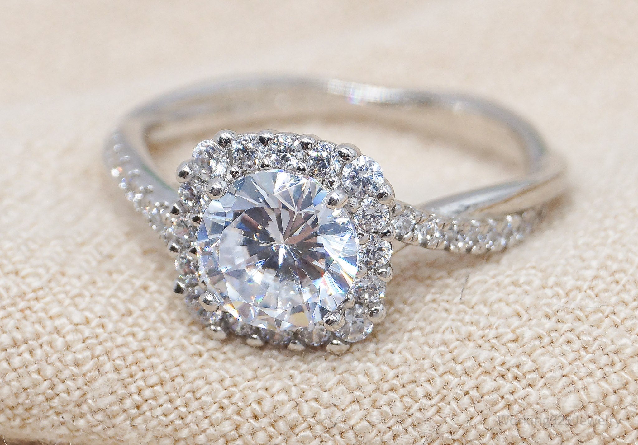 Vintage London Designer IBB Cubic Zirconia Sterling Silver Ring - Size 7
