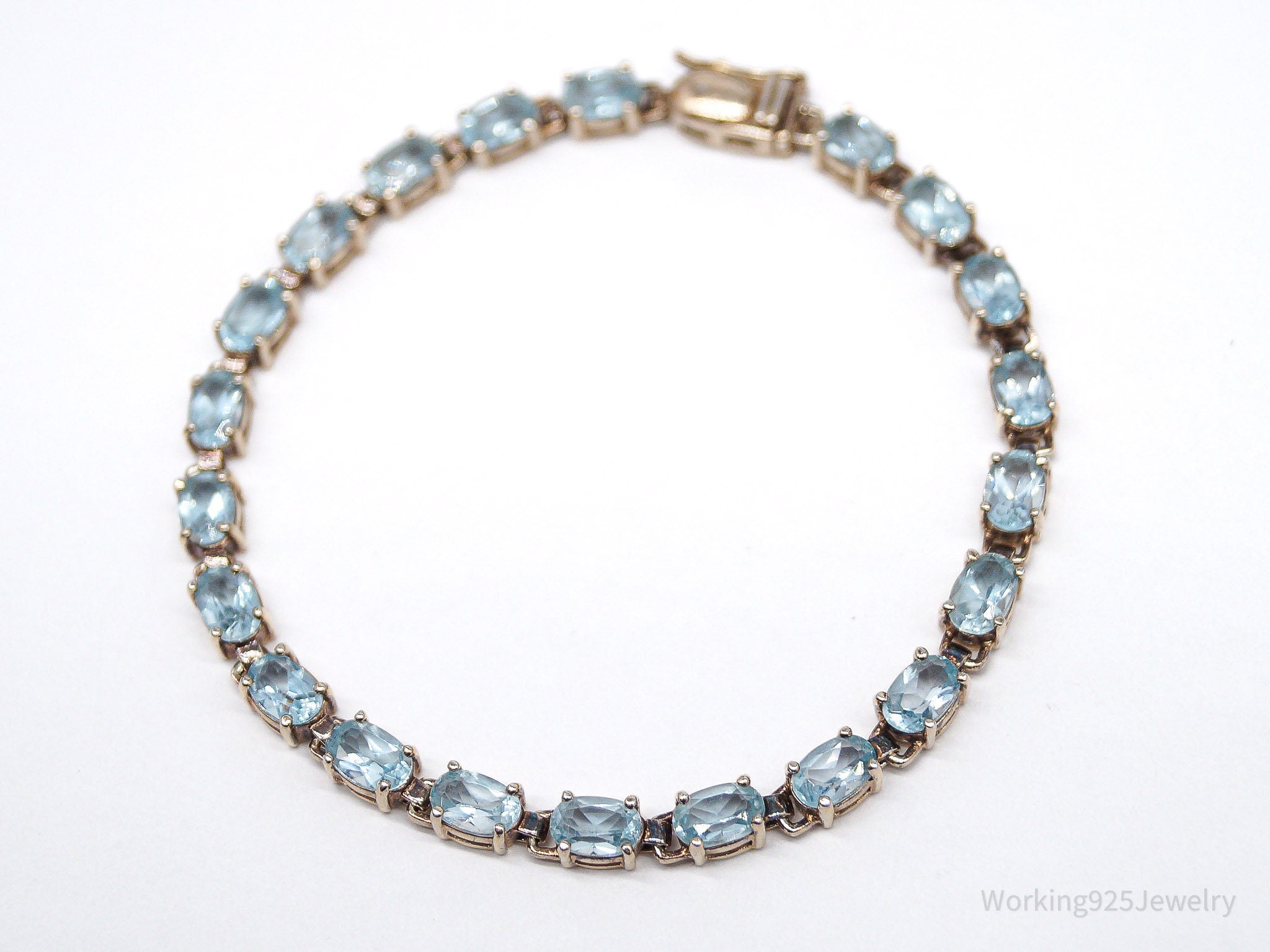 Vintage Ross Simons Blue Topaz 18K Gold Over Sterling Silver Bracelet