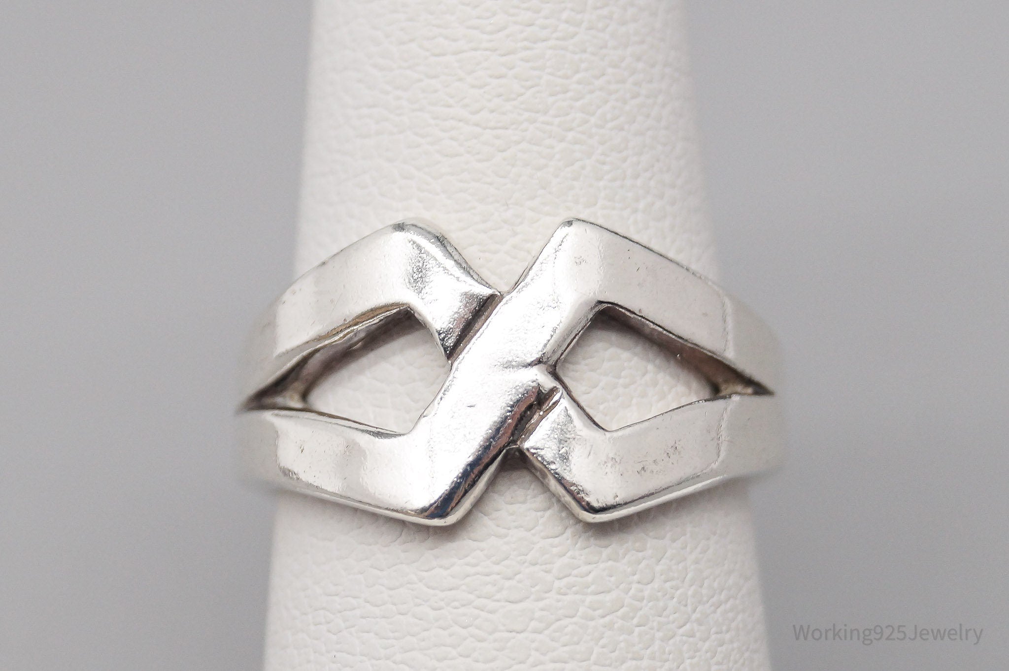 Vintage Cellini Modernist Style Sterling Silver Ring - Size 5.75