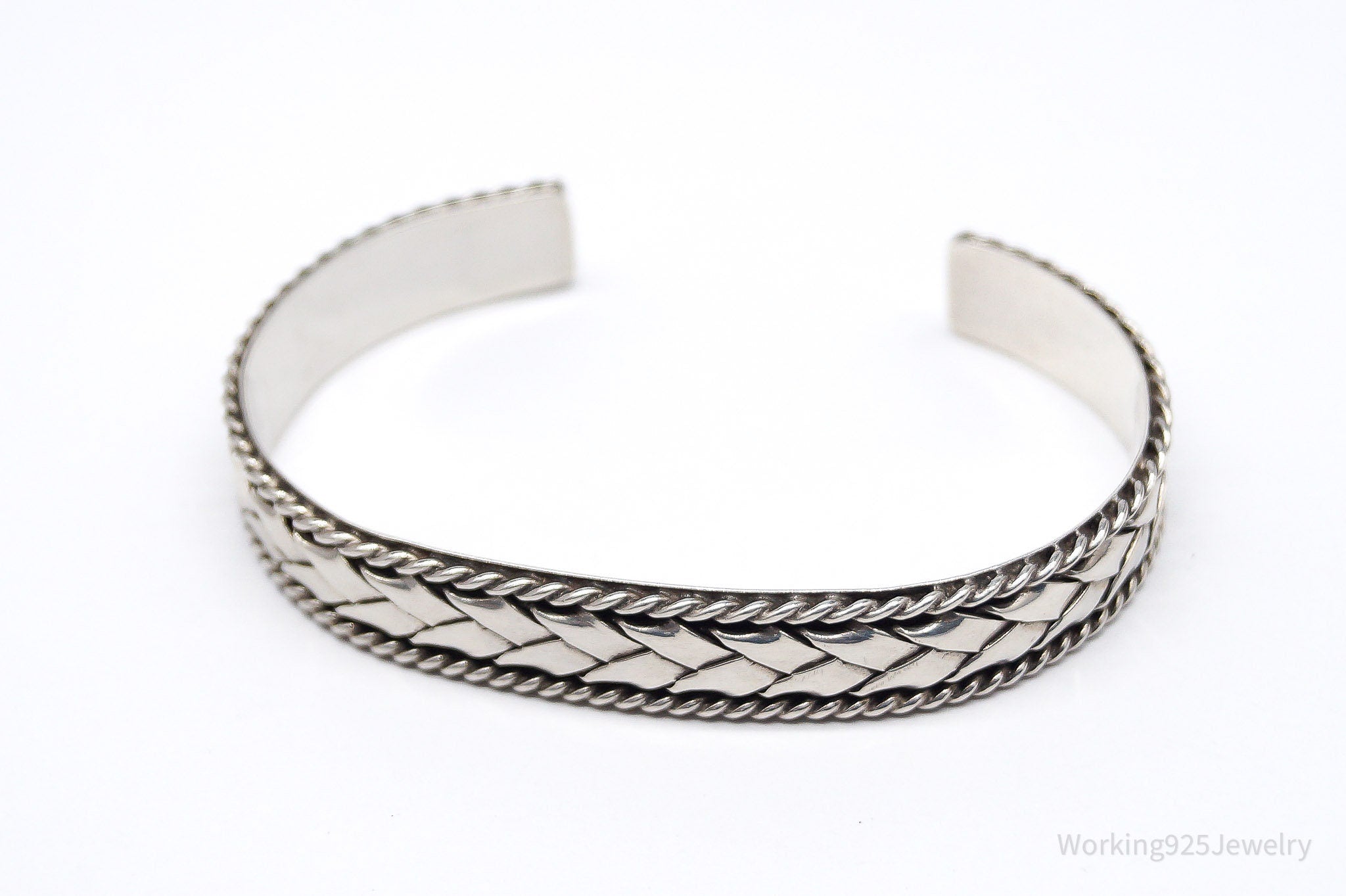 Vintage Southwestern Braid Sterling Silver Cuff Bracelet - 6 5/8"