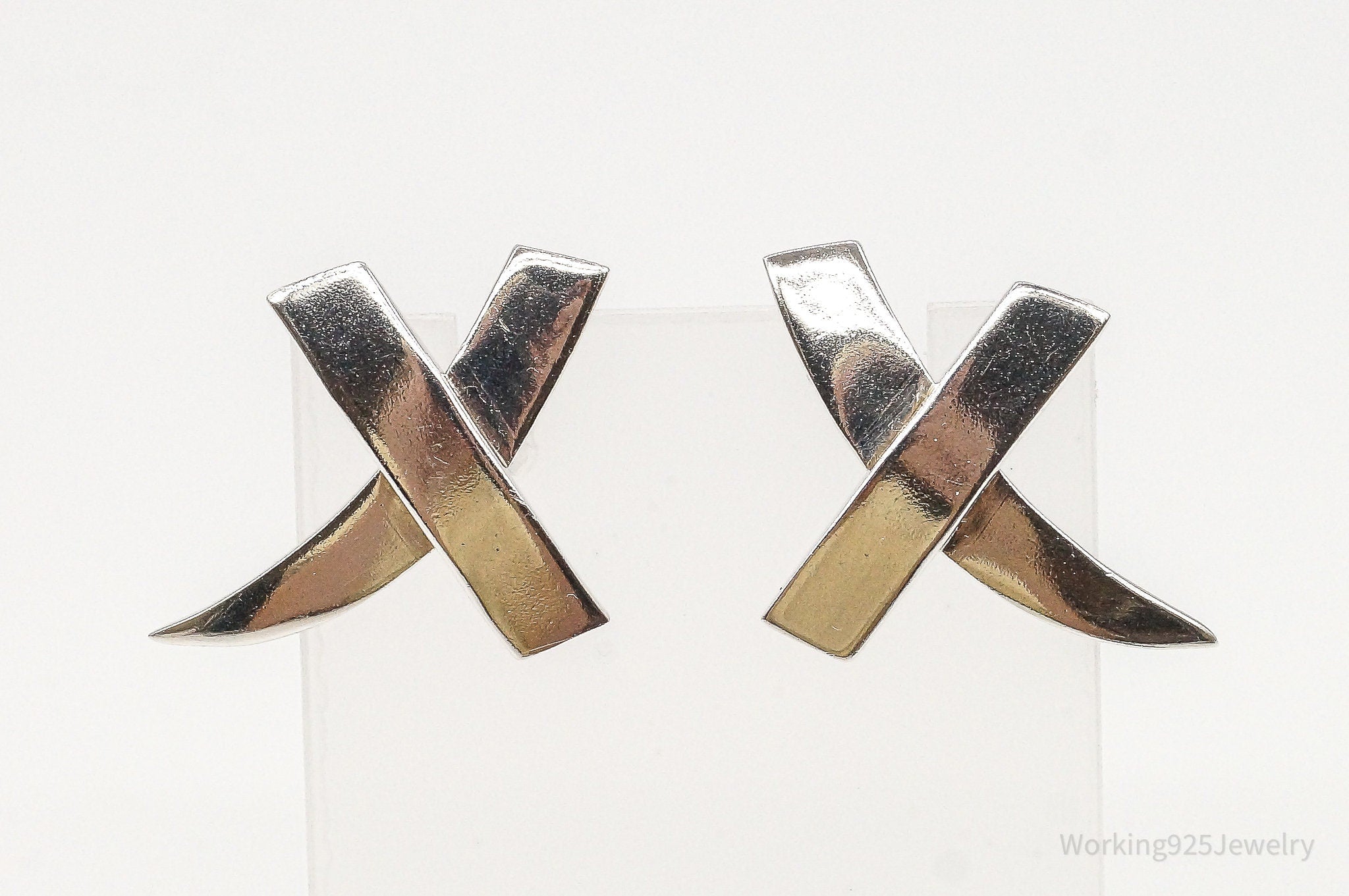 Vintage Mexico Modernist Sterling Silver Earrings