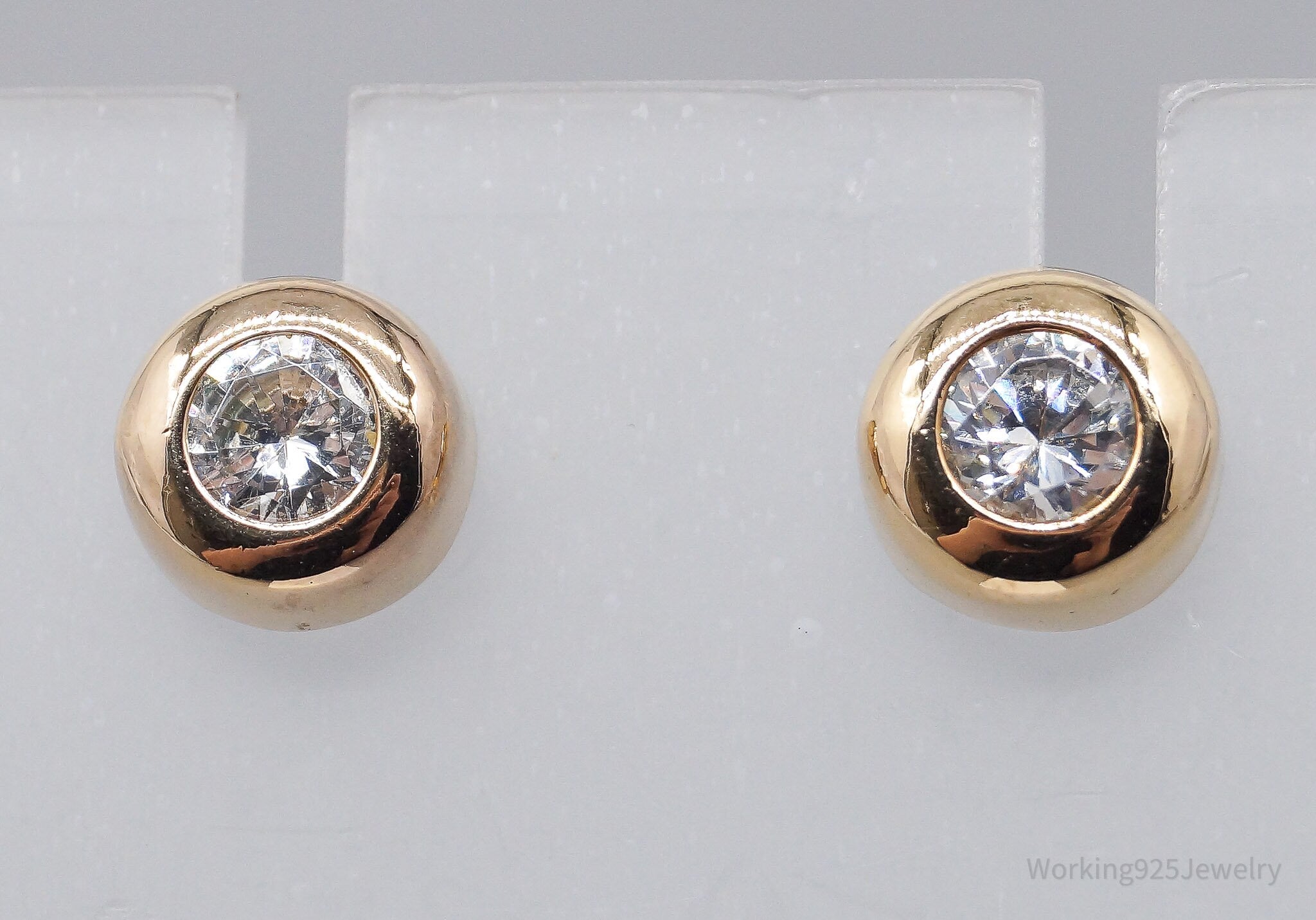 Vintage Ross Simons Cubic Zirconia Gold Vermeil Sterling Silver Earrings