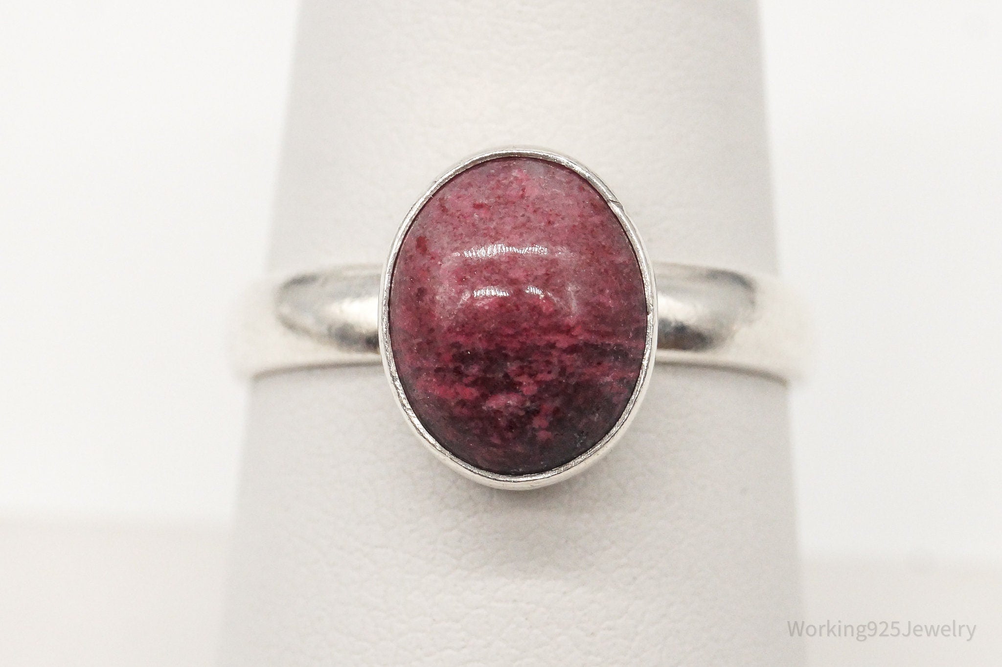 Vintage Rhodonite Sterling Silver Ring - Size 7.5