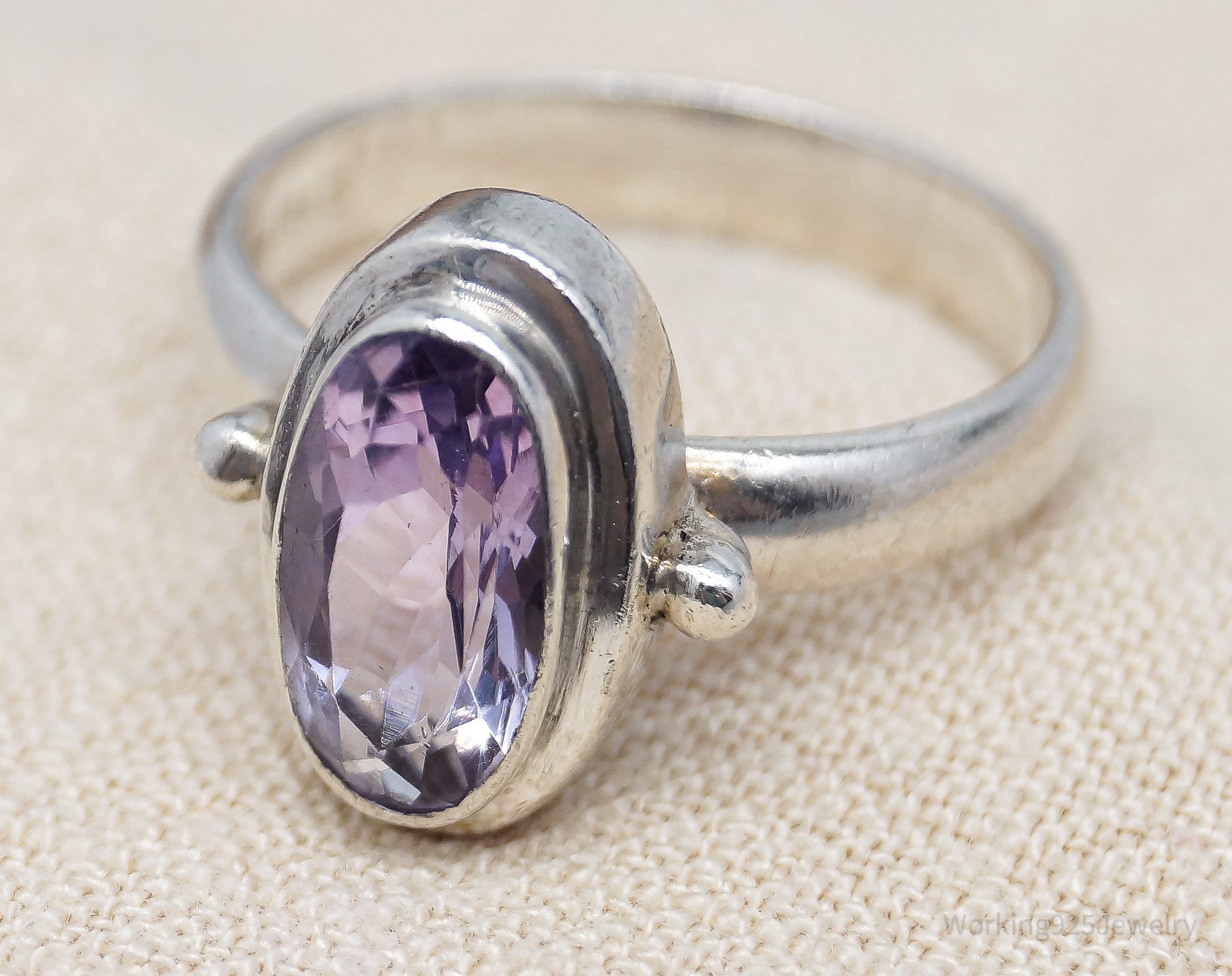 Vintage R & G Amethyst Sterling Silver Ring - Size 8.5