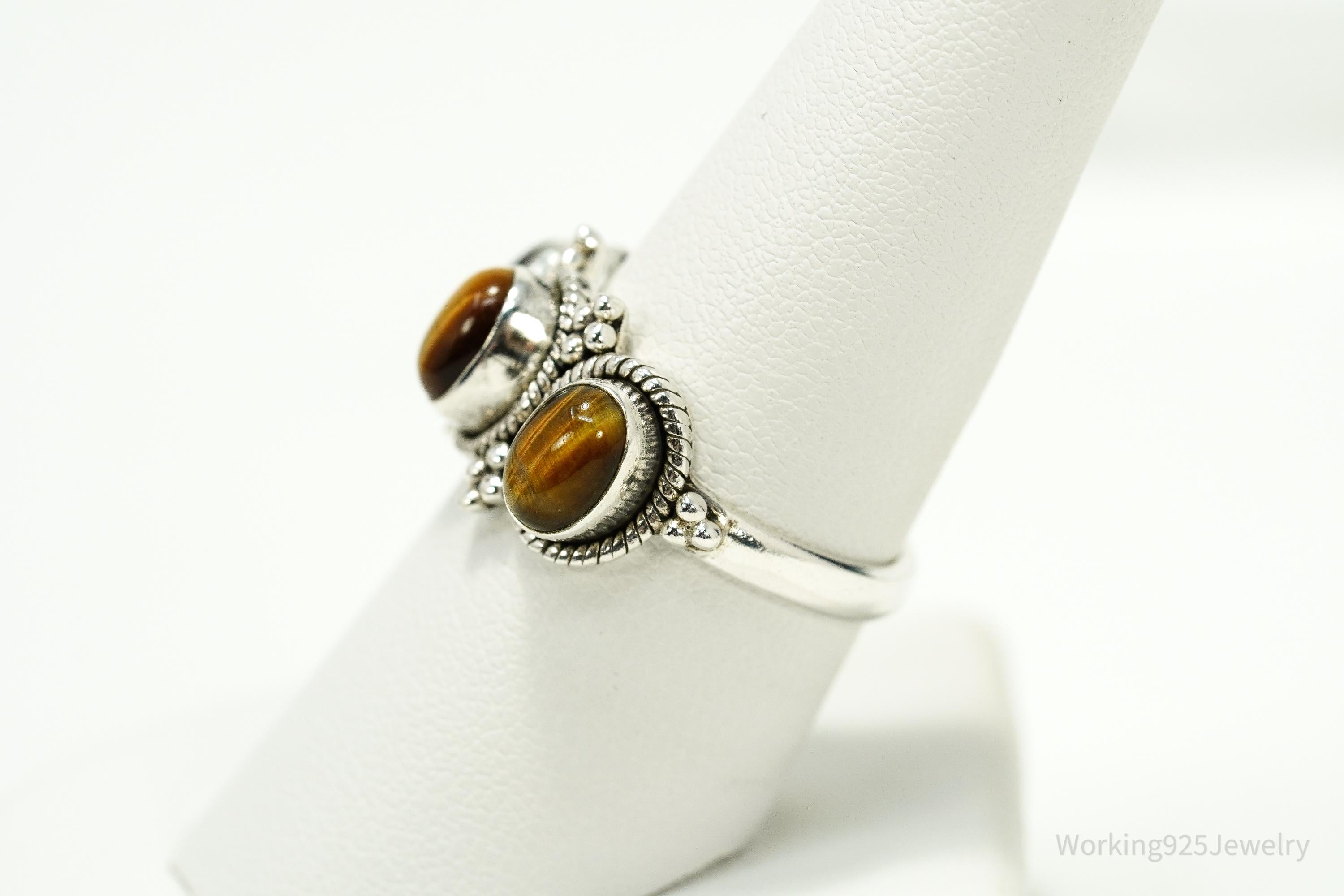 Vintage Doug Paulus Tigers Eye Western Style Sterling Silver Ring - Size 8