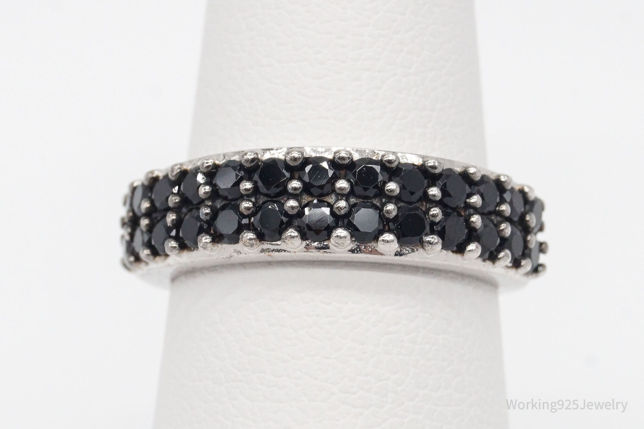 Designer KHR Black Spinel Sterling Silver Ring - Size 6