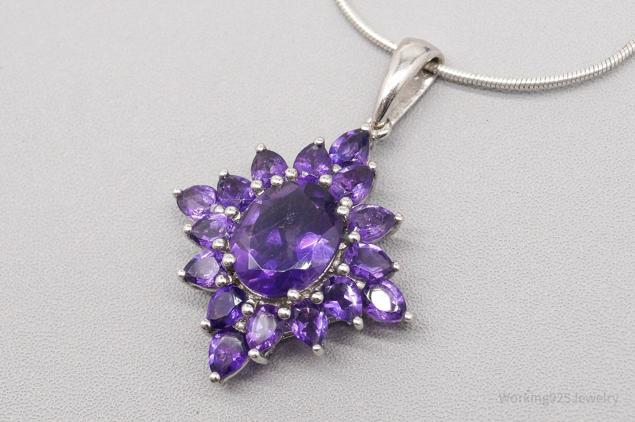 Vintage Amethyst Sterling Silver Necklace - 22"