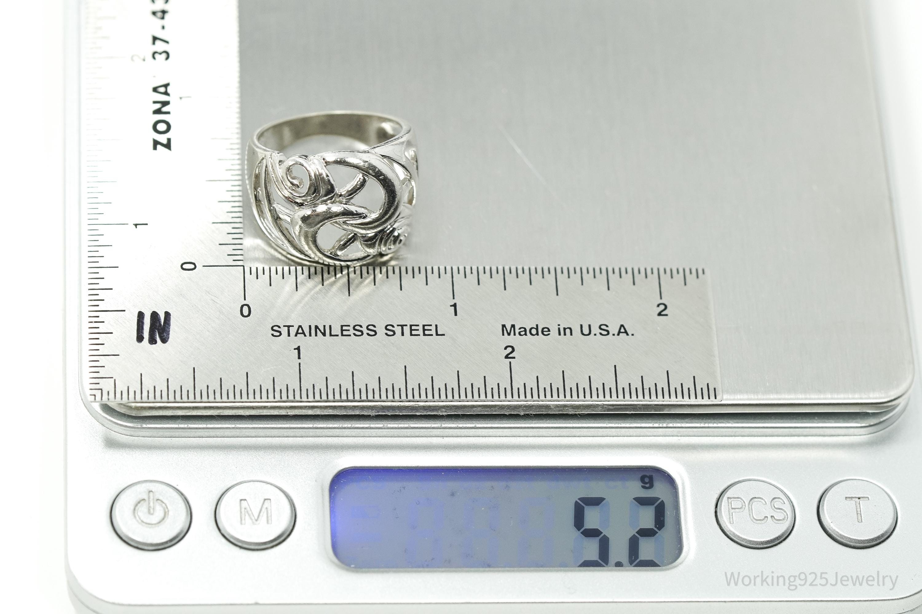 Vintage Ross Simons Art Deco Style Sterling Silver Band Ring - Size 7