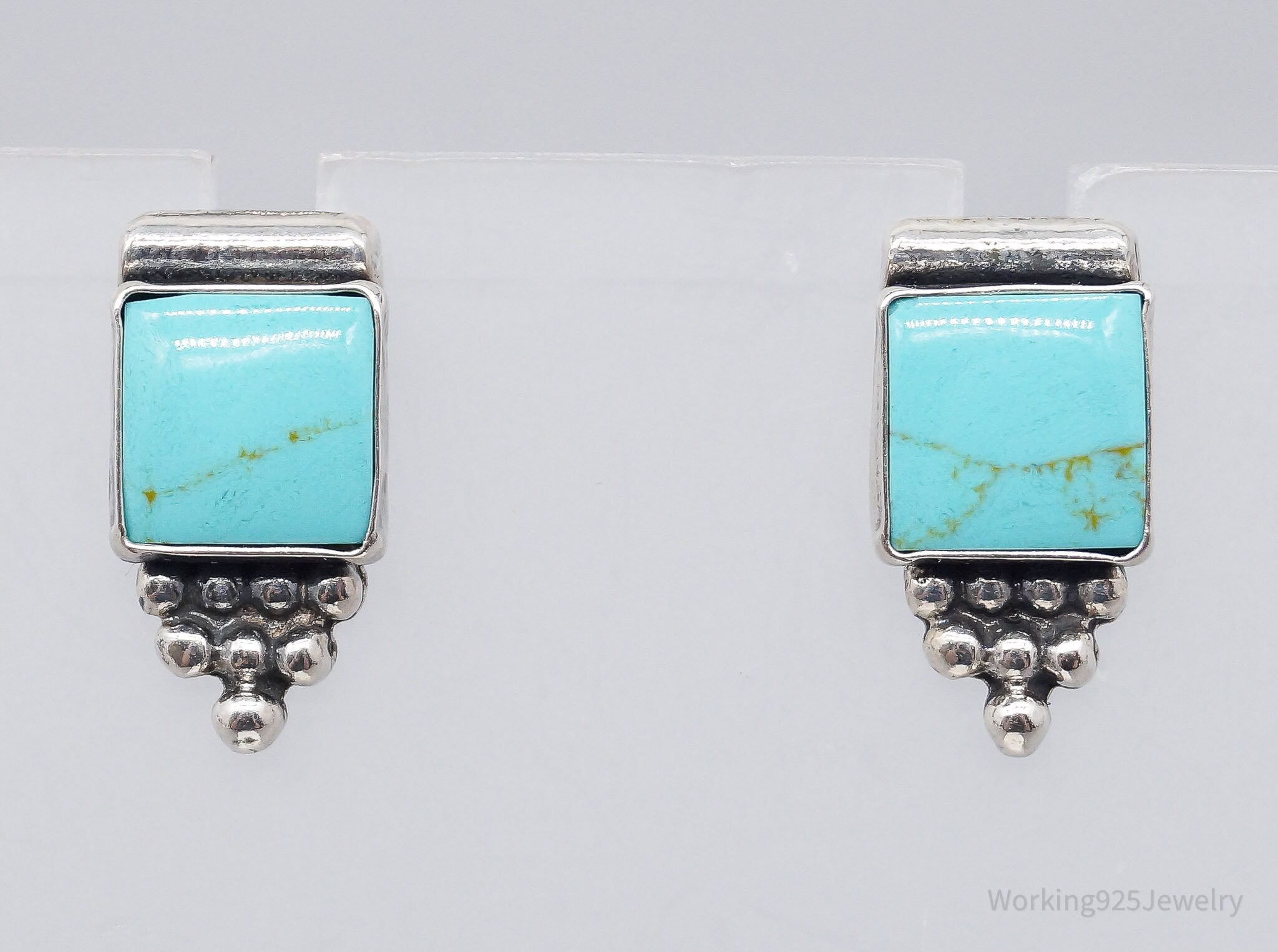 Vintage Blue Turquoise Sterling Silver Earrings