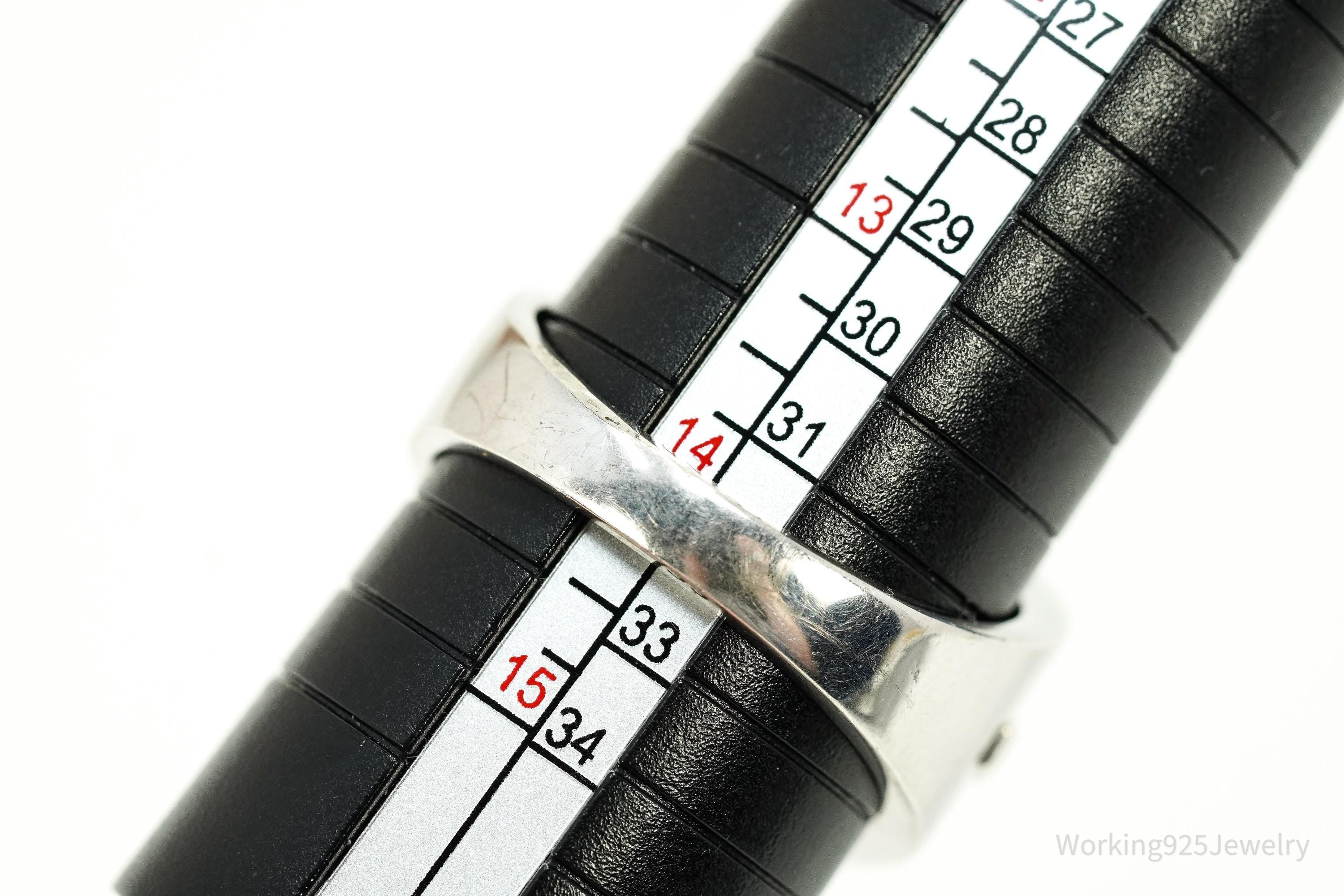 Vintage Garnet Sterling Silver Ring - Size 14.25