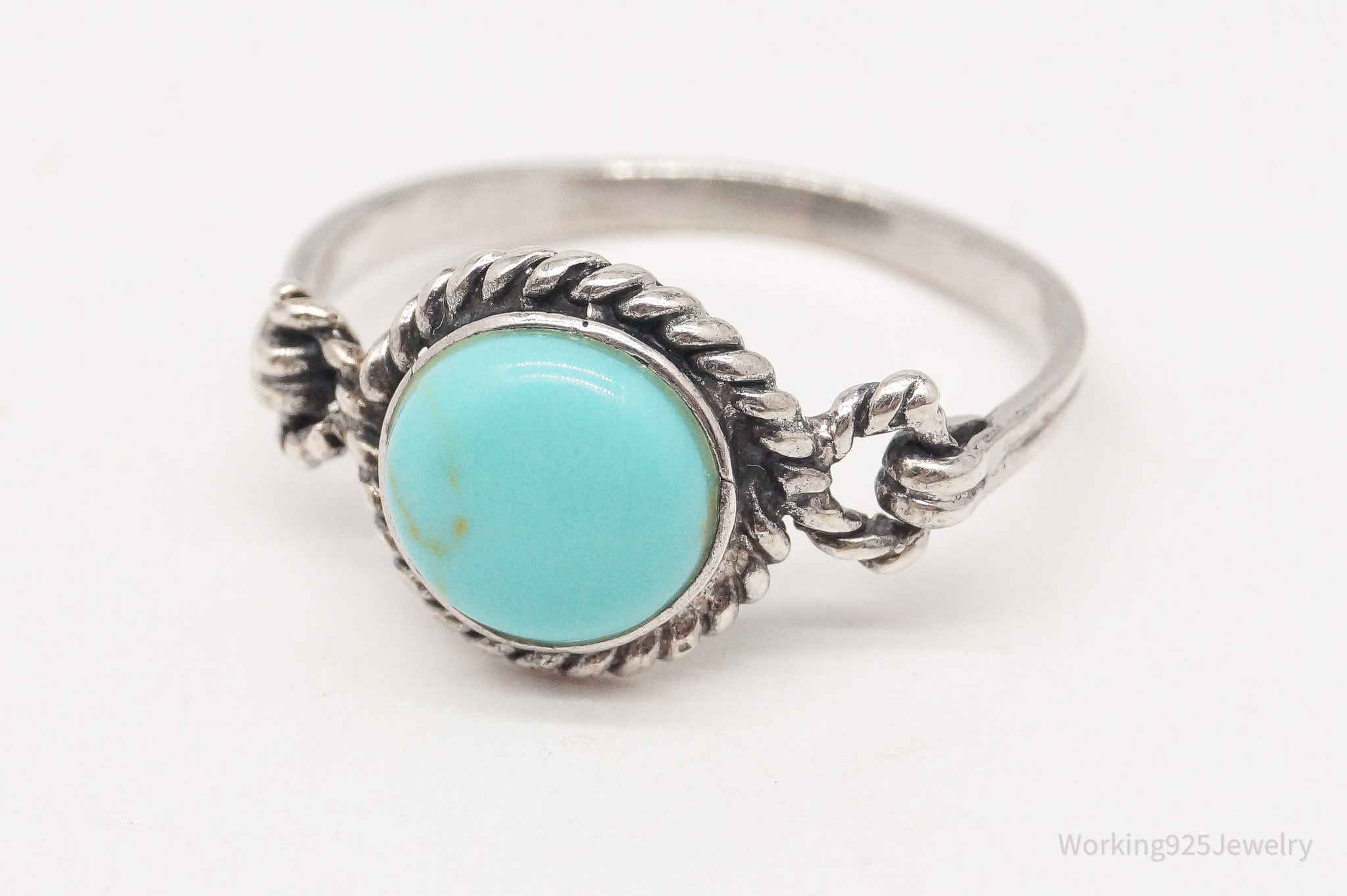 Vintage Turquoise Sterling Silver Ring - Size 7.5