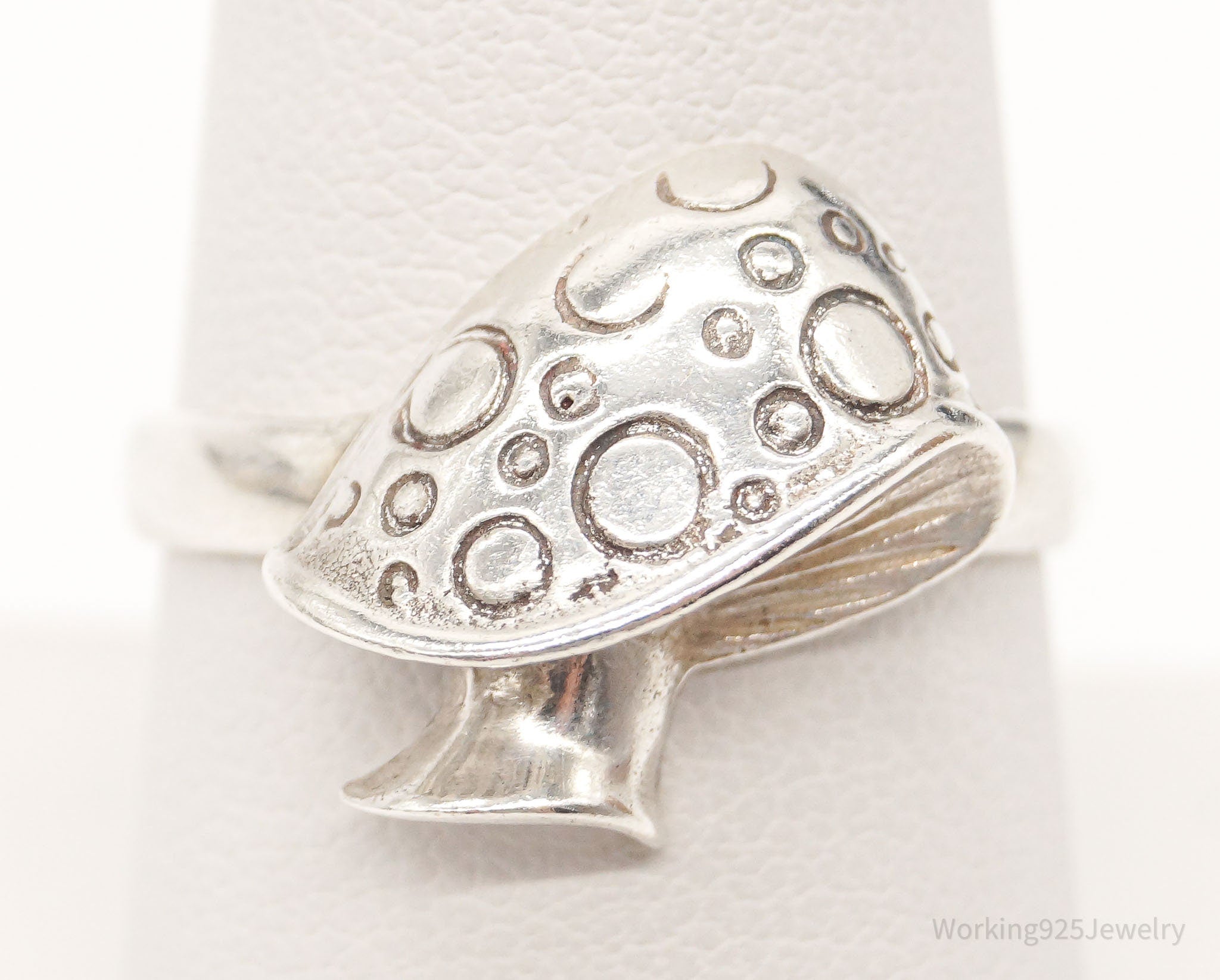 Vintage Mushroom Sterling Silver Ring - Size 8.5