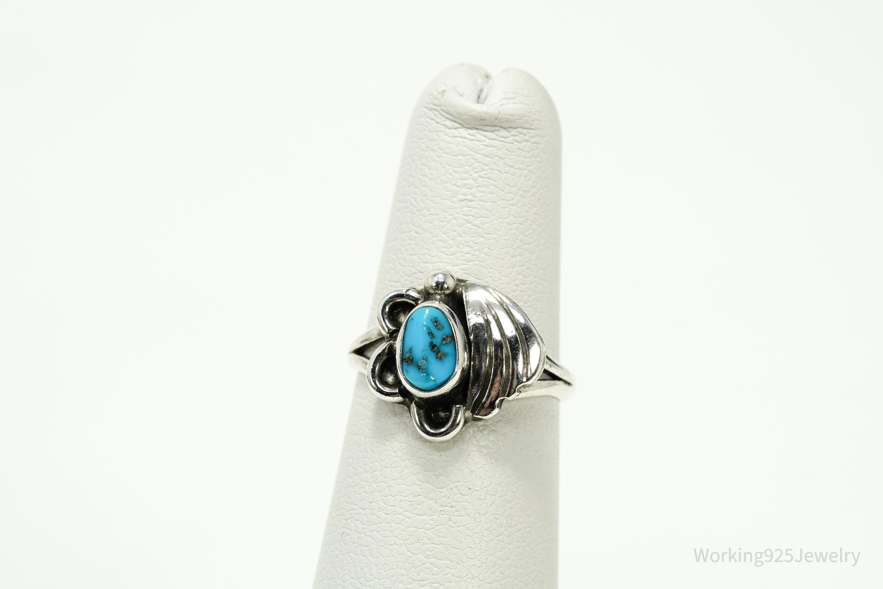 Vintage Native American Turquoise Sterling Silver Ring - Size 4.75