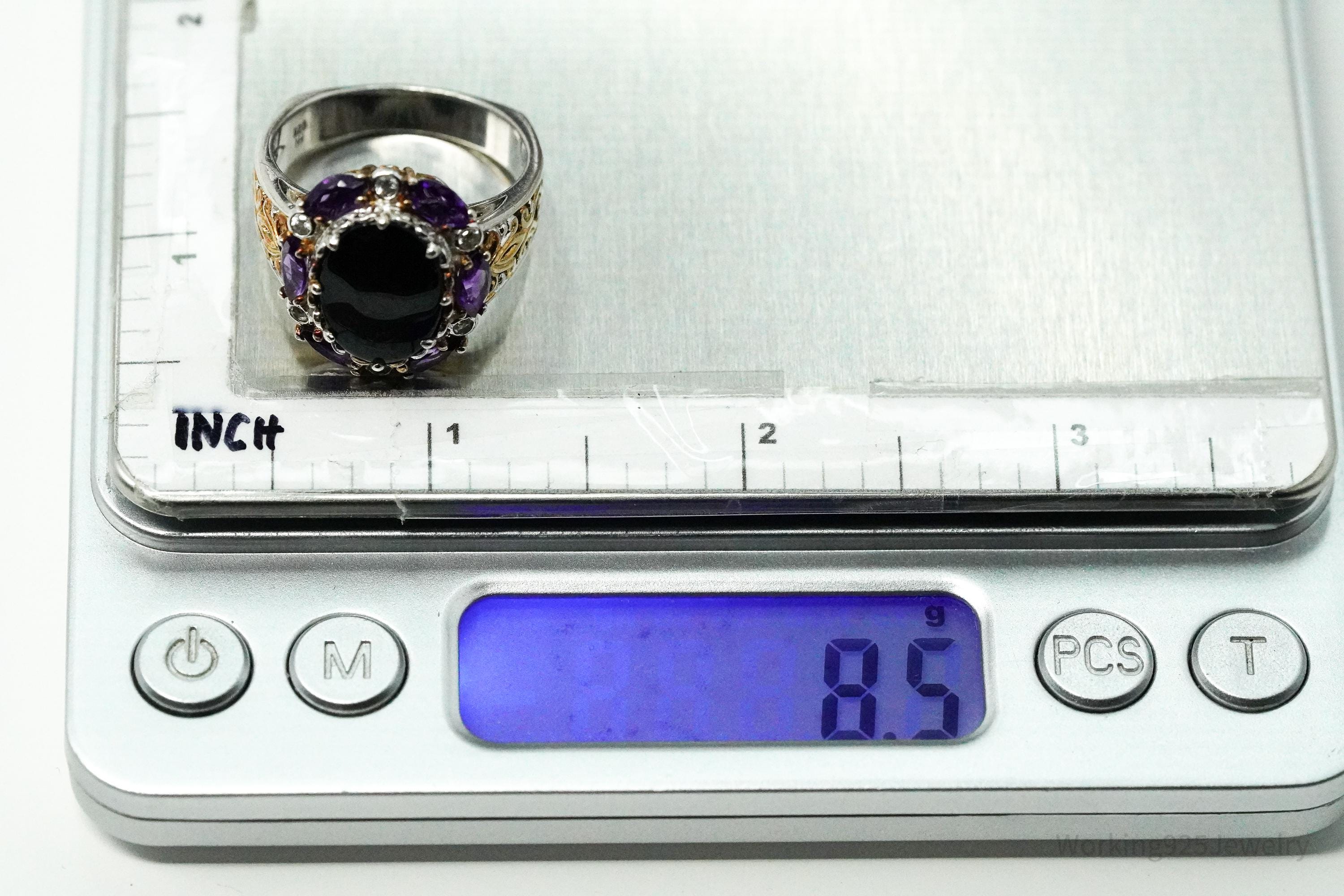 Designer Michael Valitutti "Gems En Vogue" Palladium Sterling Silver Ring Size 11