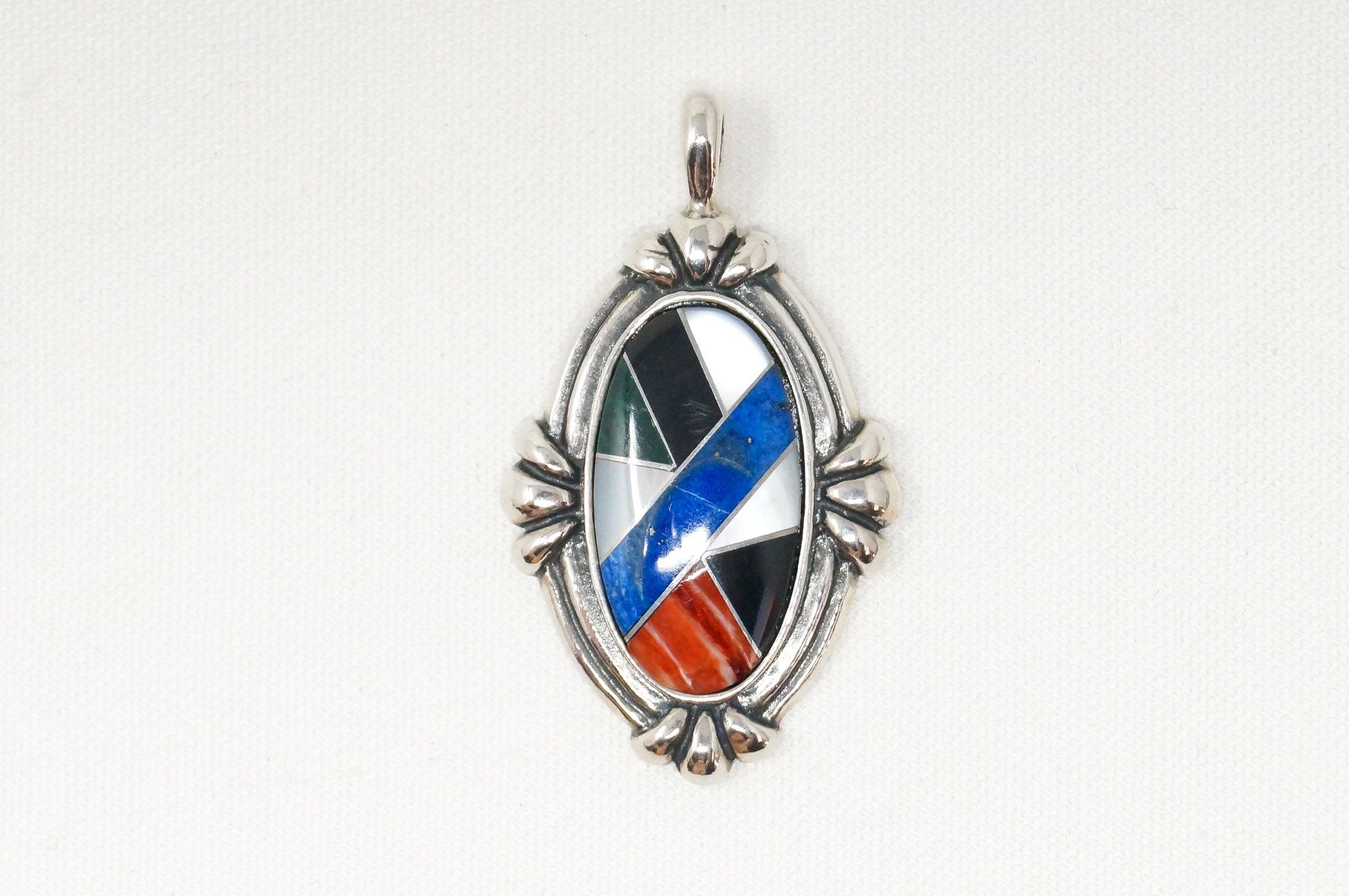 Vtg Carolyn Pollack Relios Collection Multi Gem Sterling Silver Necklace Pendant